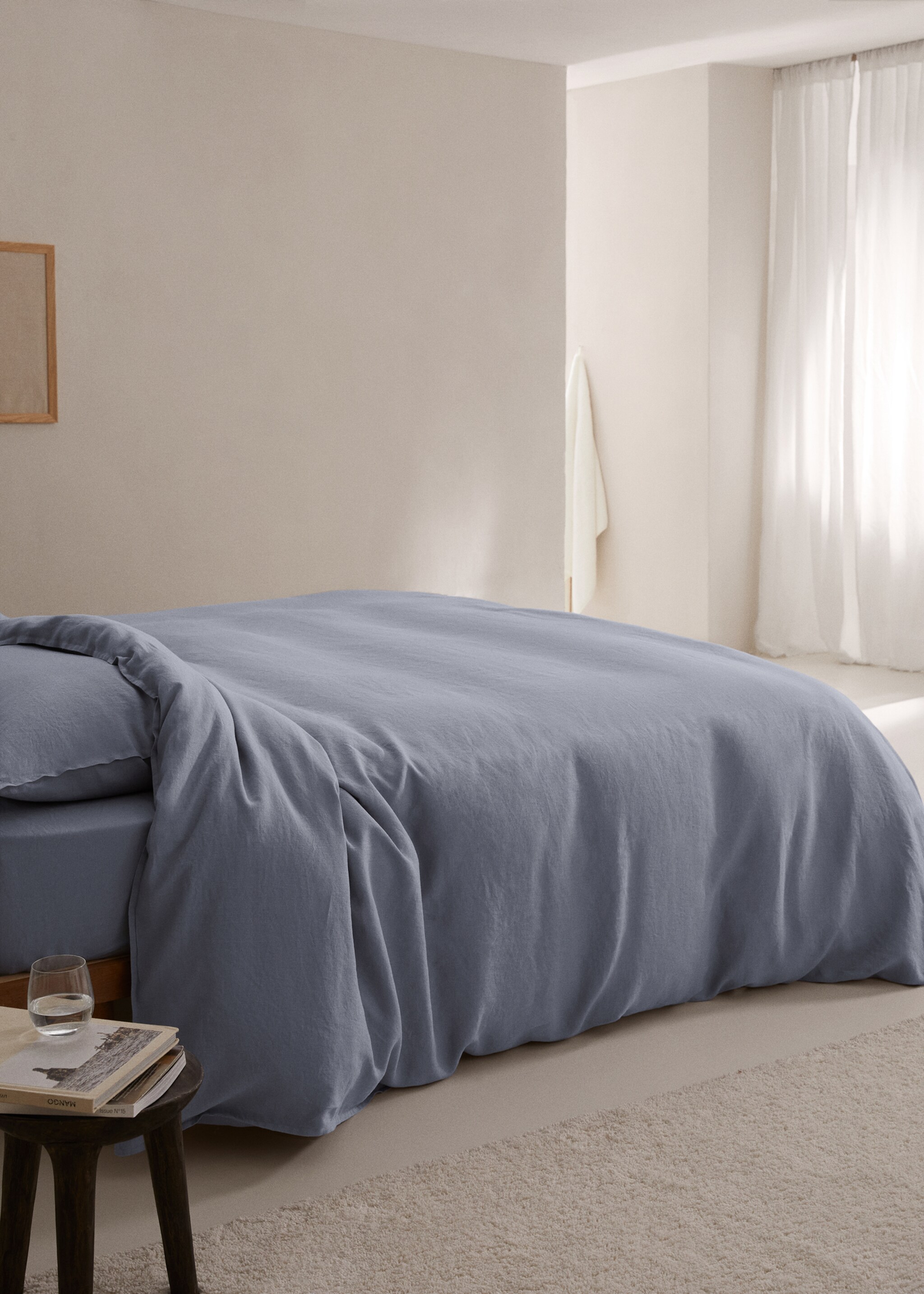 100% linen duvet cover large superking bed - General plane, Indigo Blue. Ref: 67004067-00.