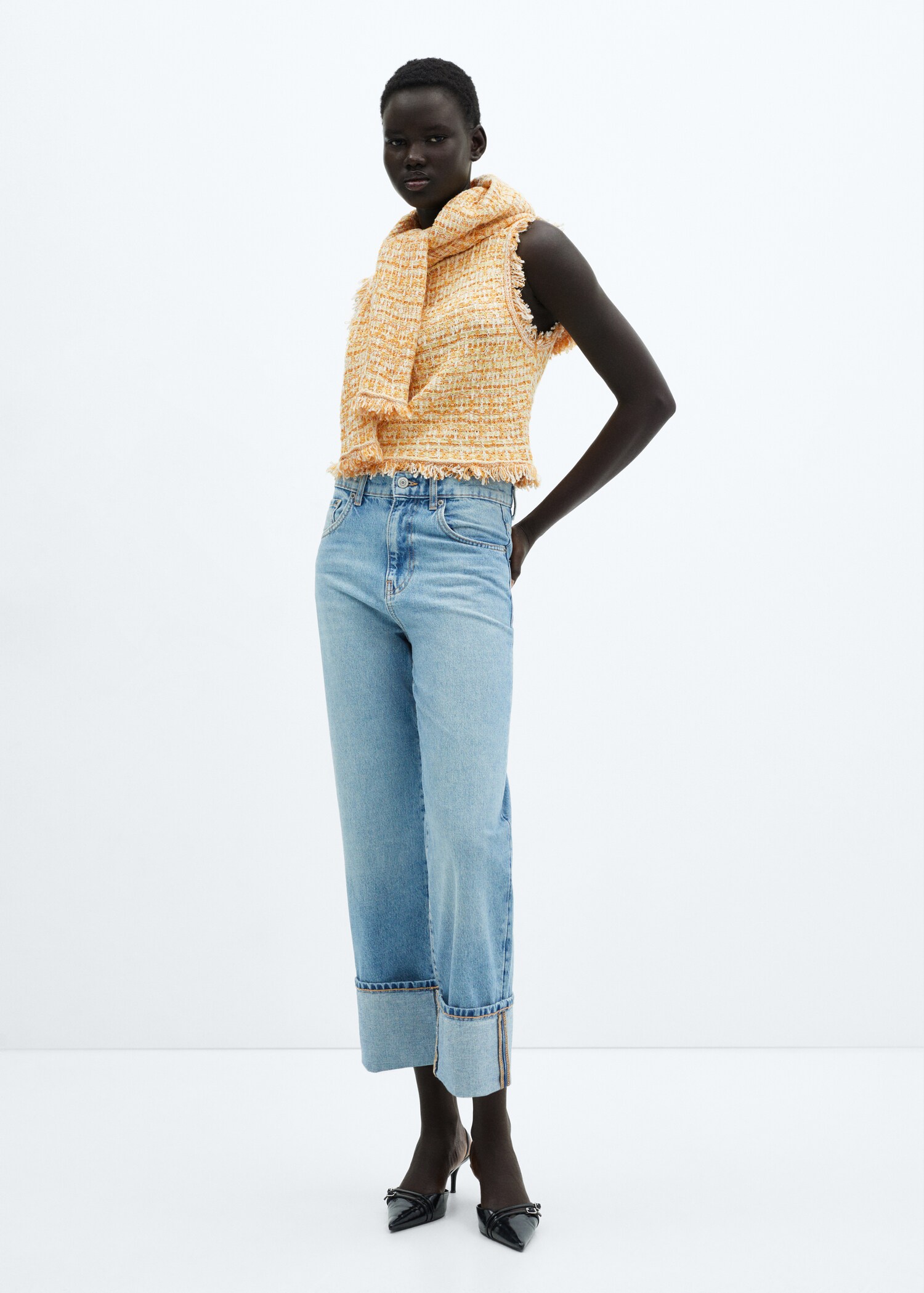 Tweed top with frayed detail - General plane