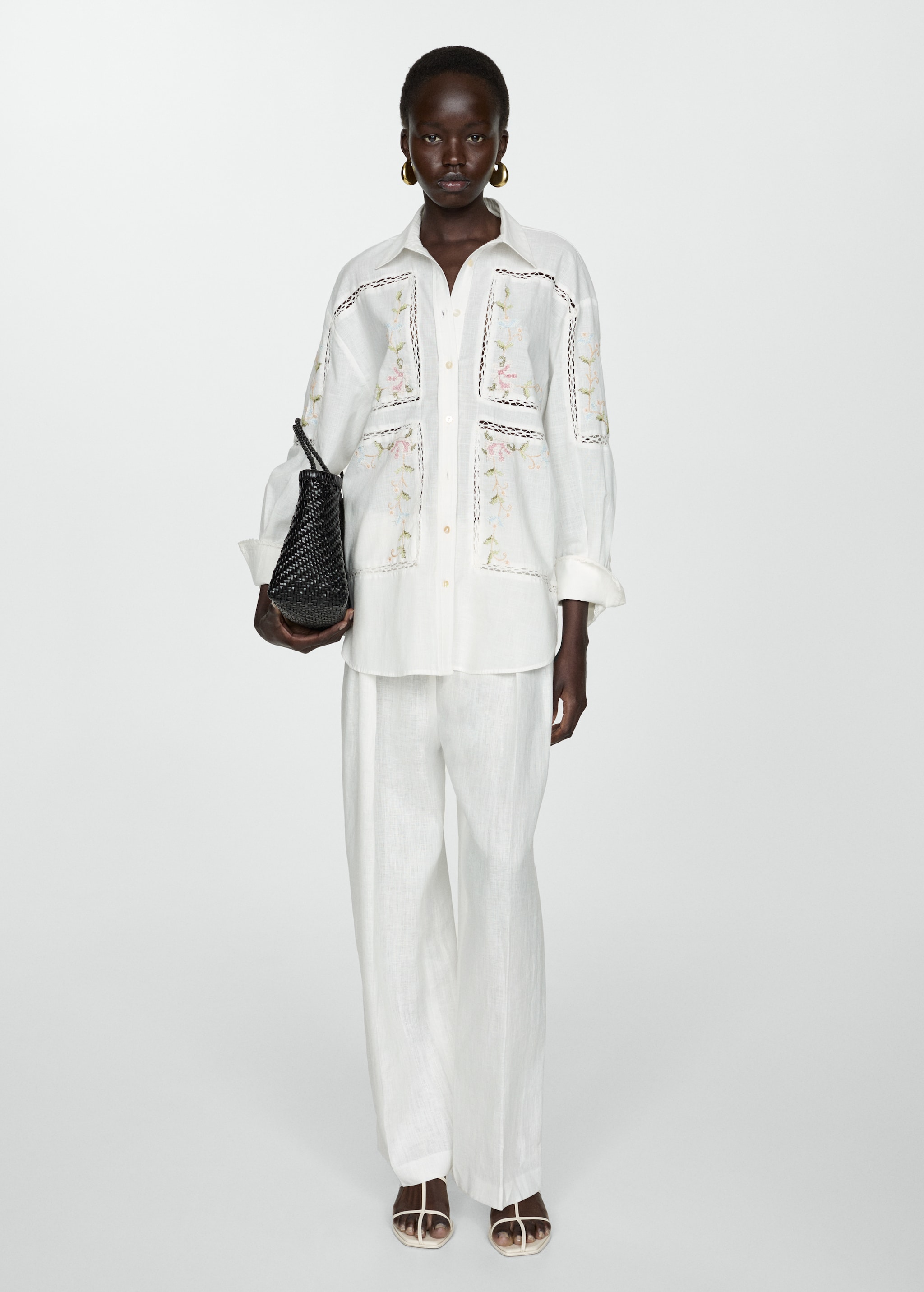 Oversized shirt with embroidered detail - General plane