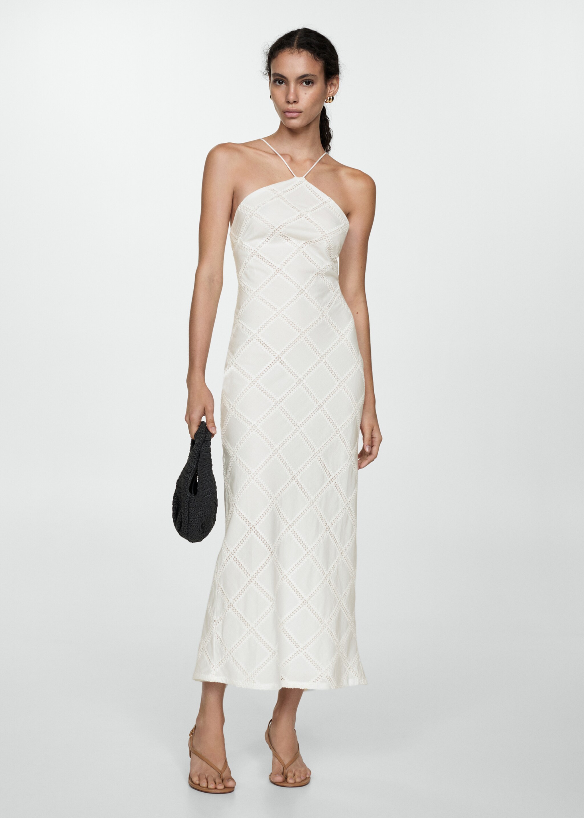Embroidered halter-neck dress - General plane, Off White. Ref: 67008653-00.