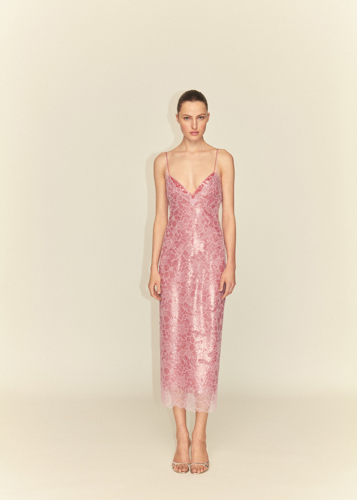 Sequin lace slip dress - General plane