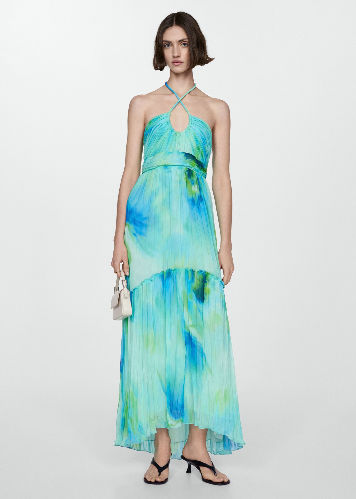 Printed halter gown - General plane