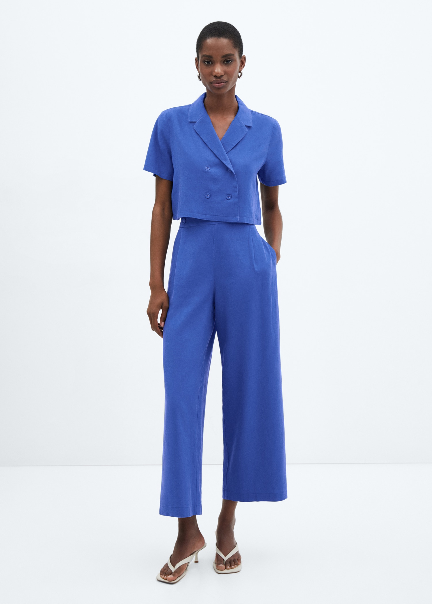 Pantalón lino wideleg - Plano general