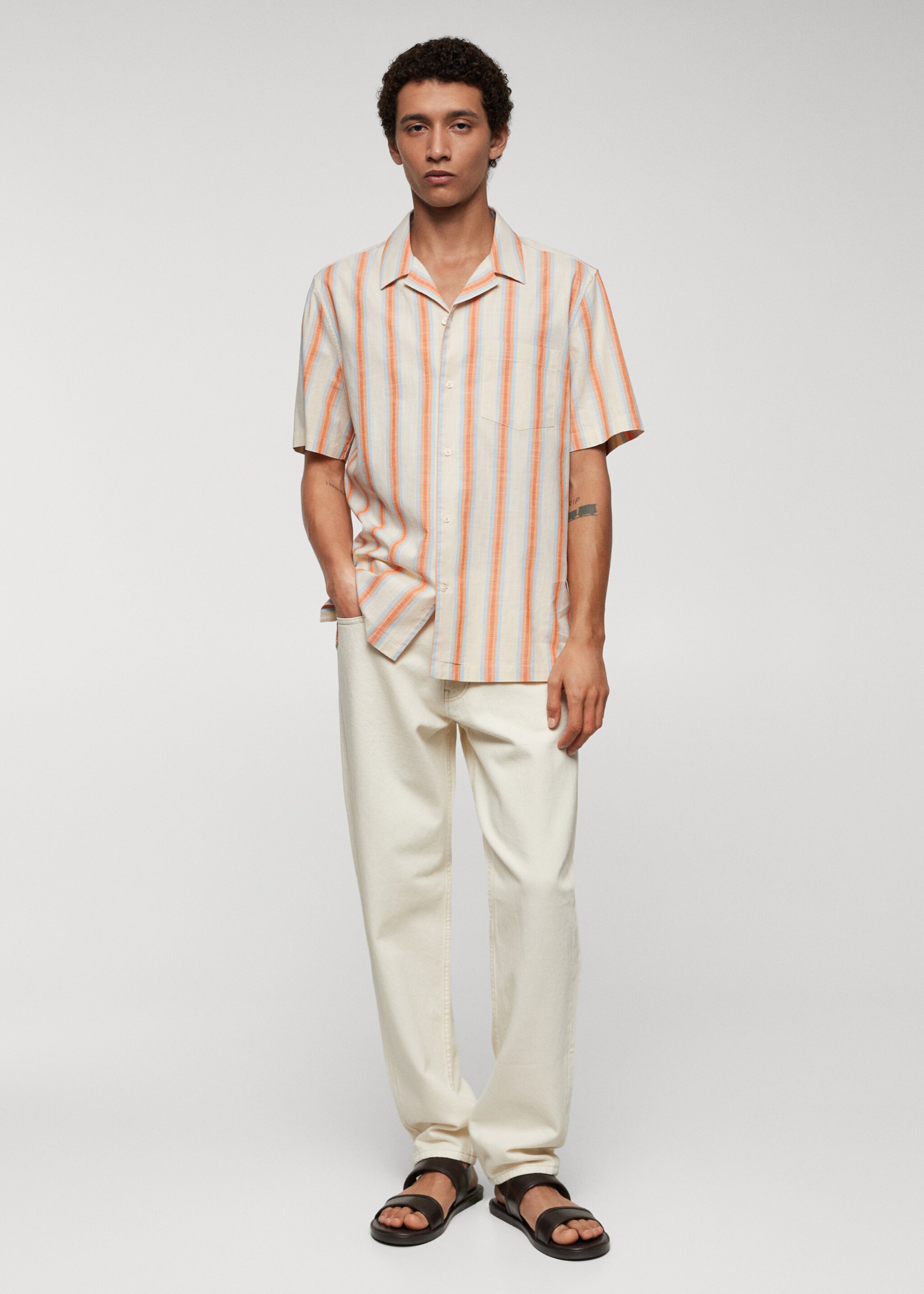 Regular fit striped print shirt - General plane