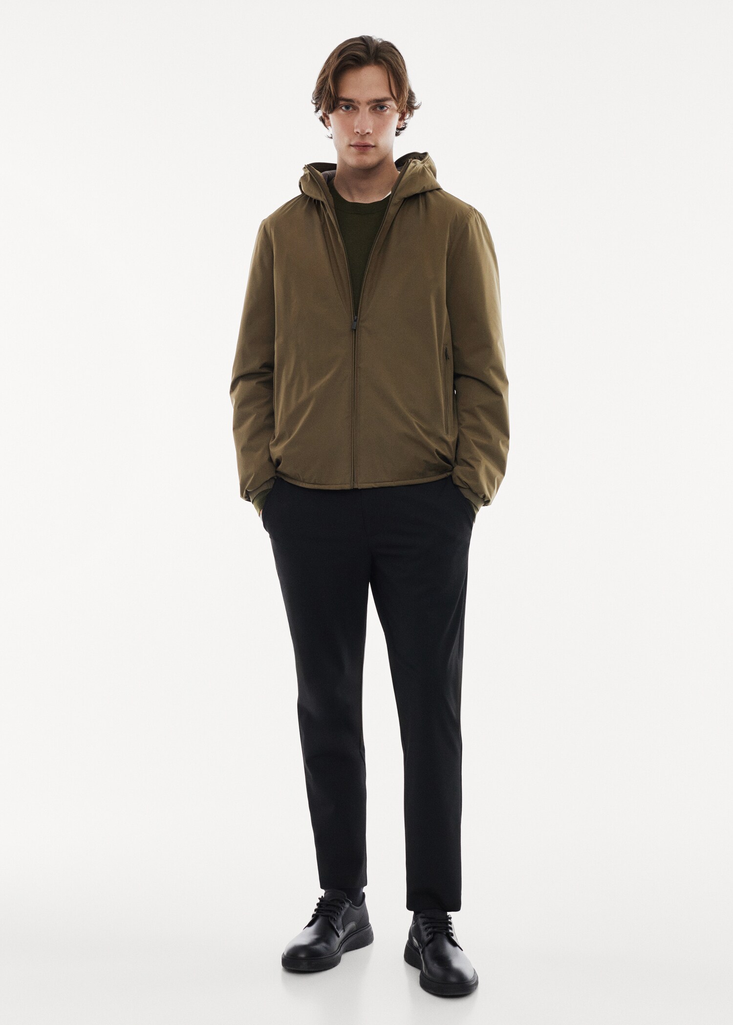Water-repellent hooded quilted jacket - General plane
