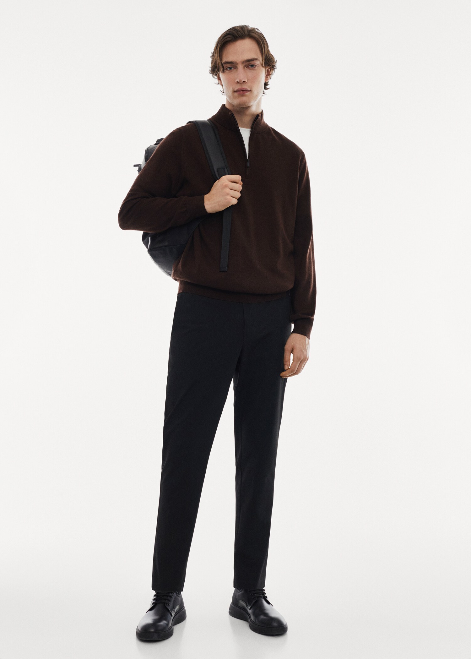100% merino wool sweater with zipper collar - General plane