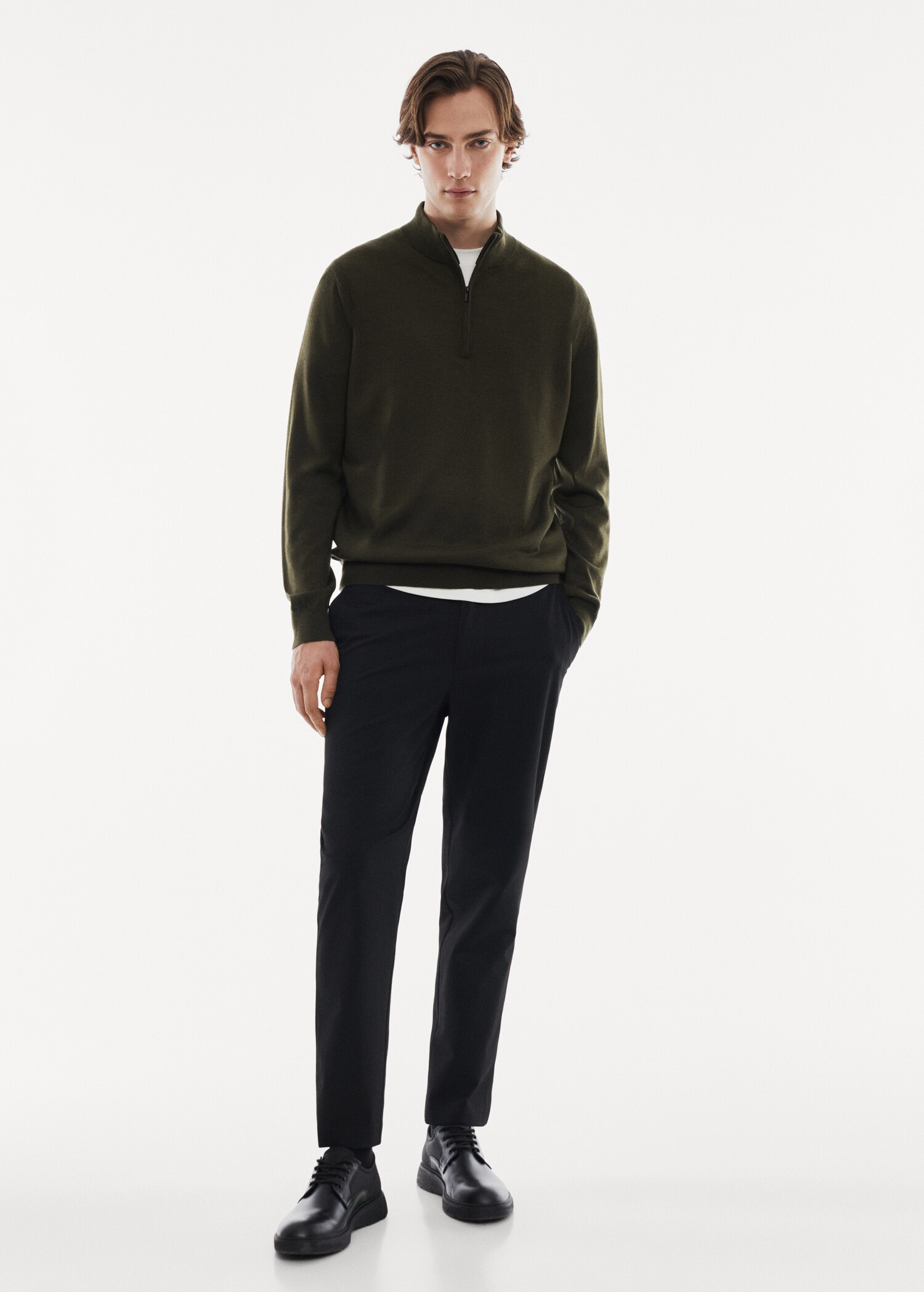 100% merino wool sweater with zipper collar - General plane