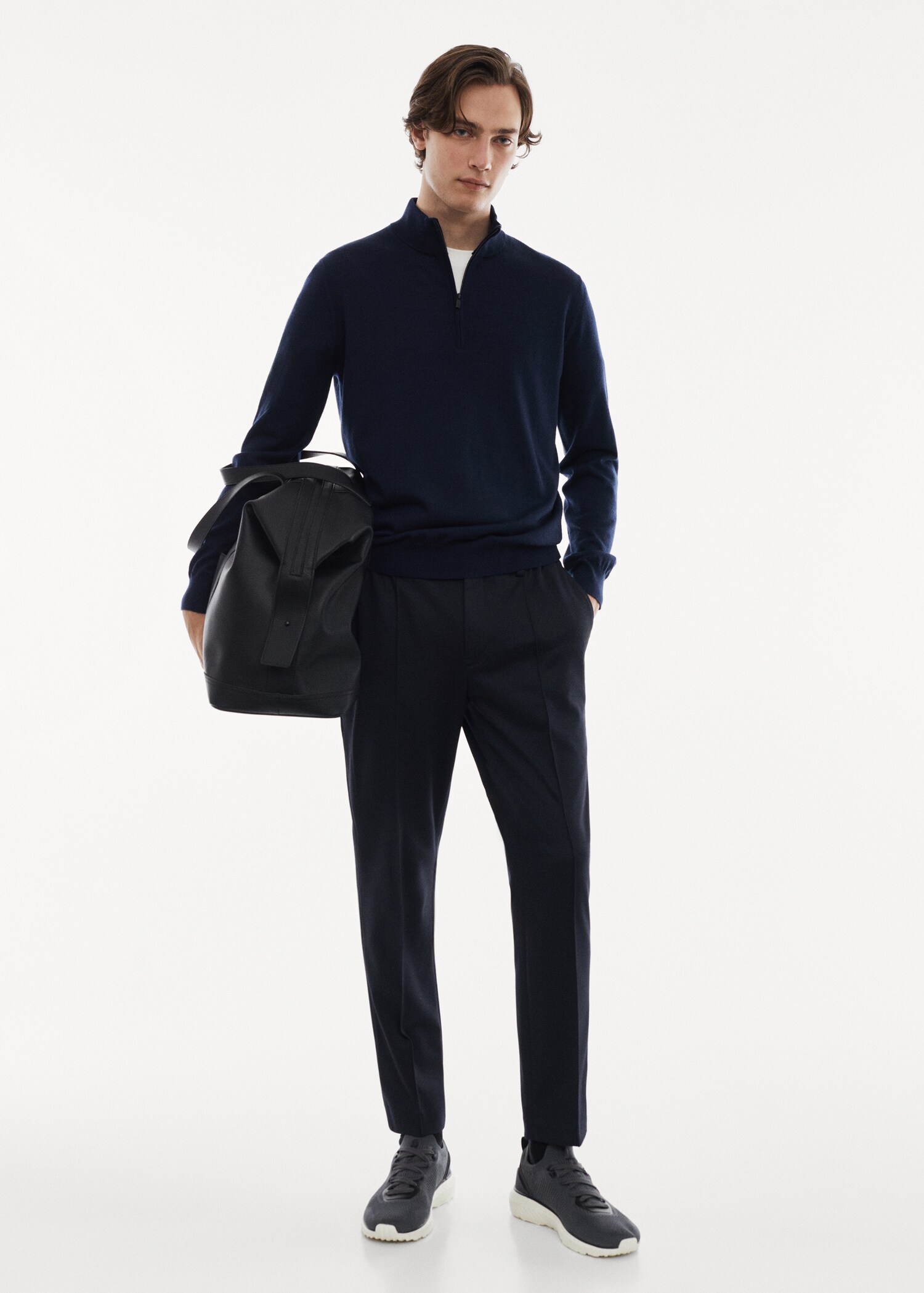 100% merino wool sweater with zipper collar - General plane