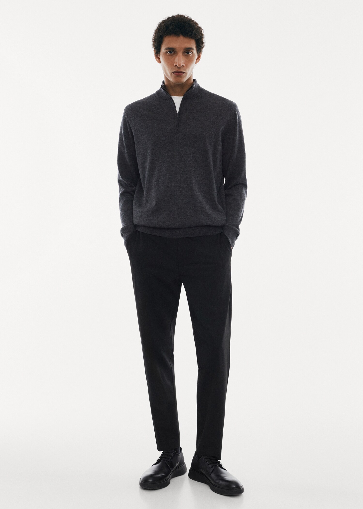 100% merino wool sweater with zipper collar - General plane