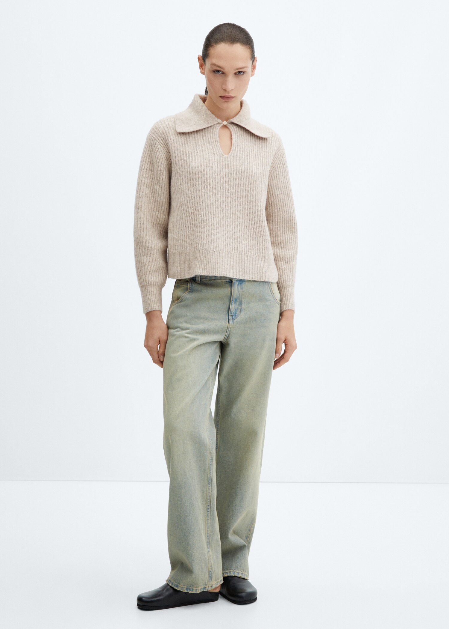 Camp-collar knit sweater - General plane