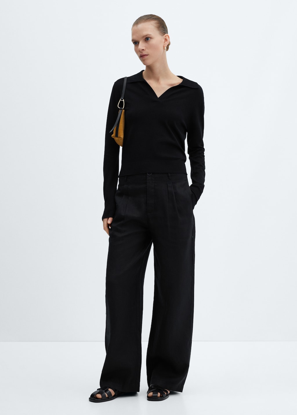 Knitted polo neck sweater