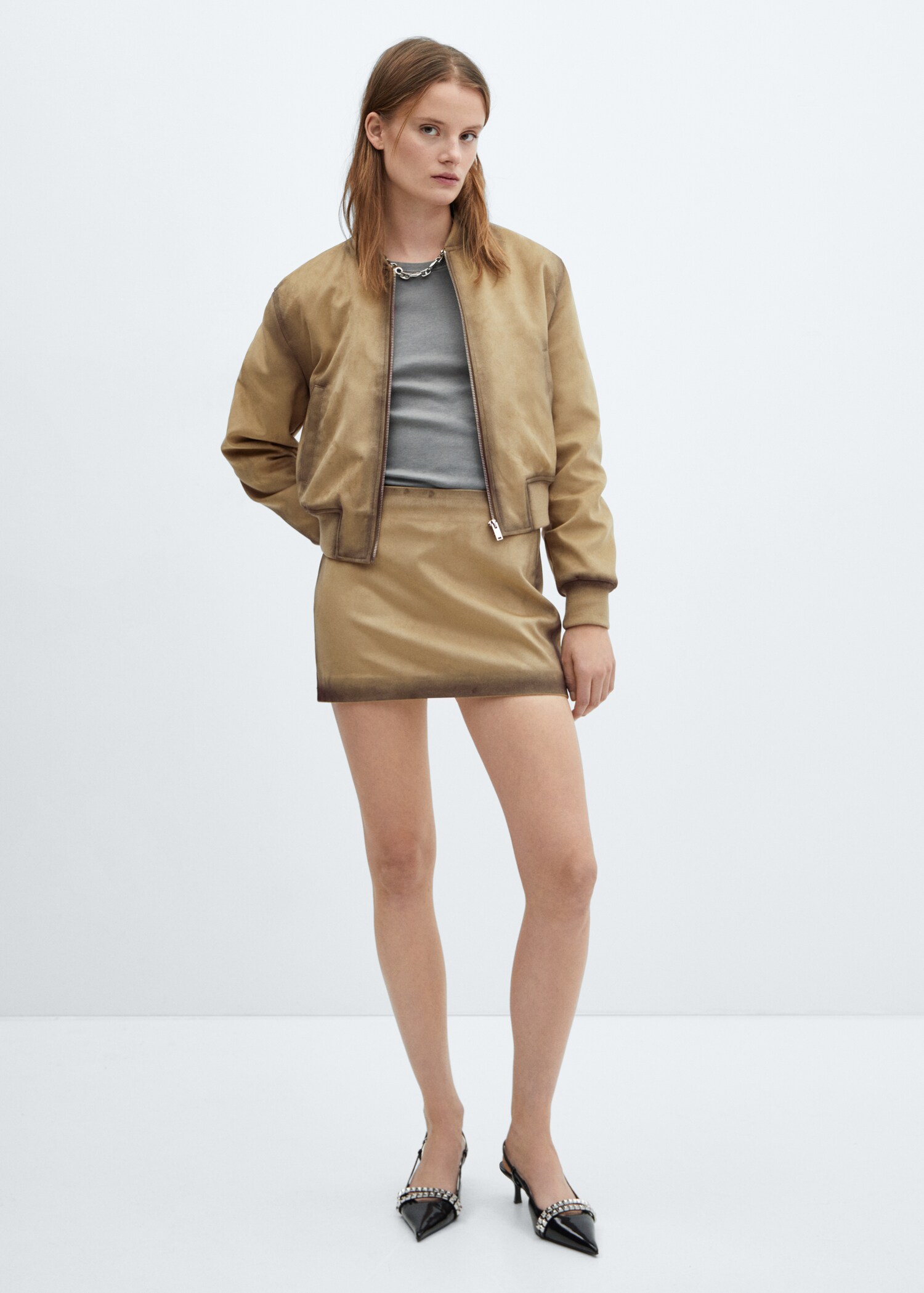 Veste bomber similicuir effet usé - Plan général