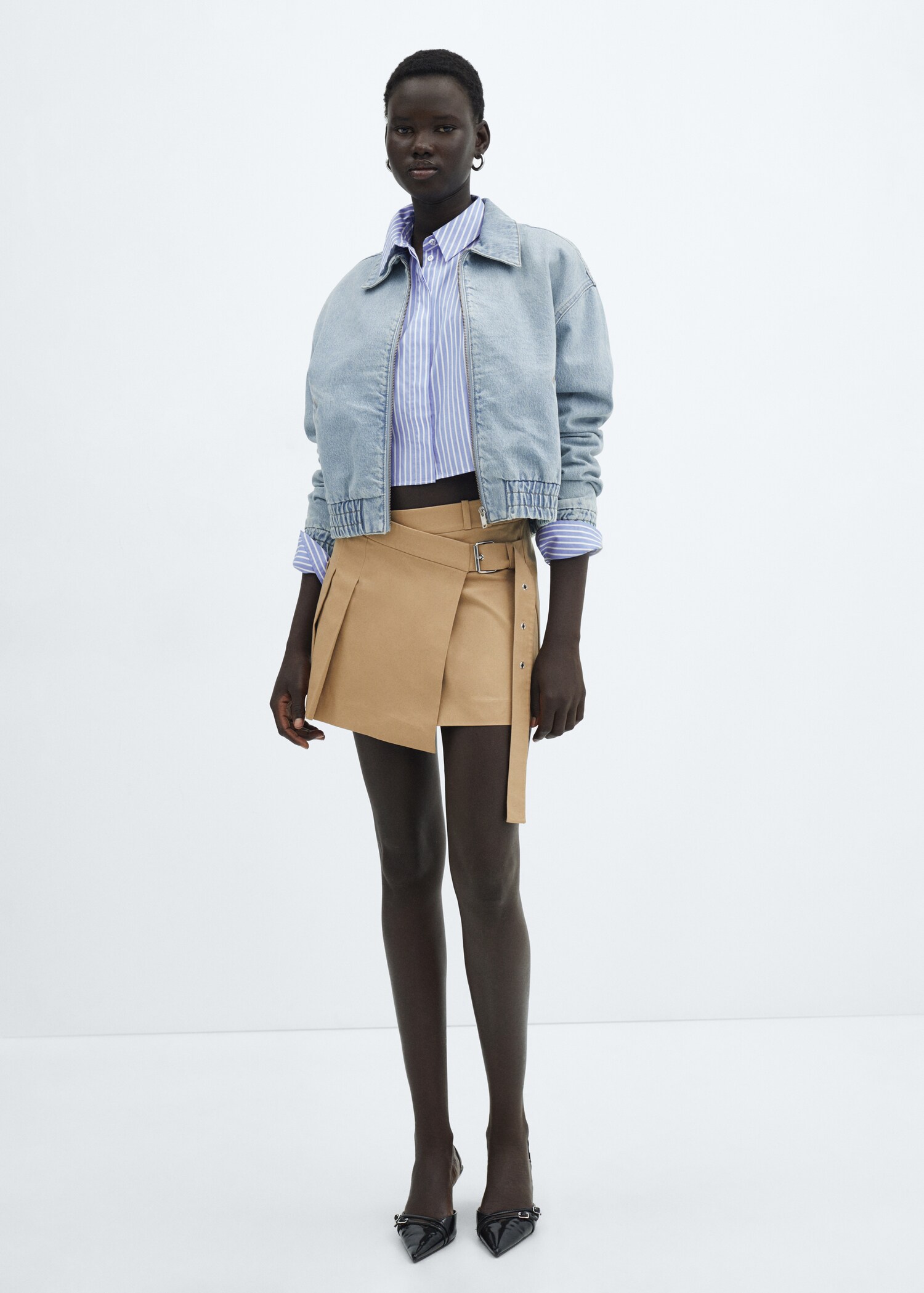 Gestreepte crop blouse - Overzichtstekening