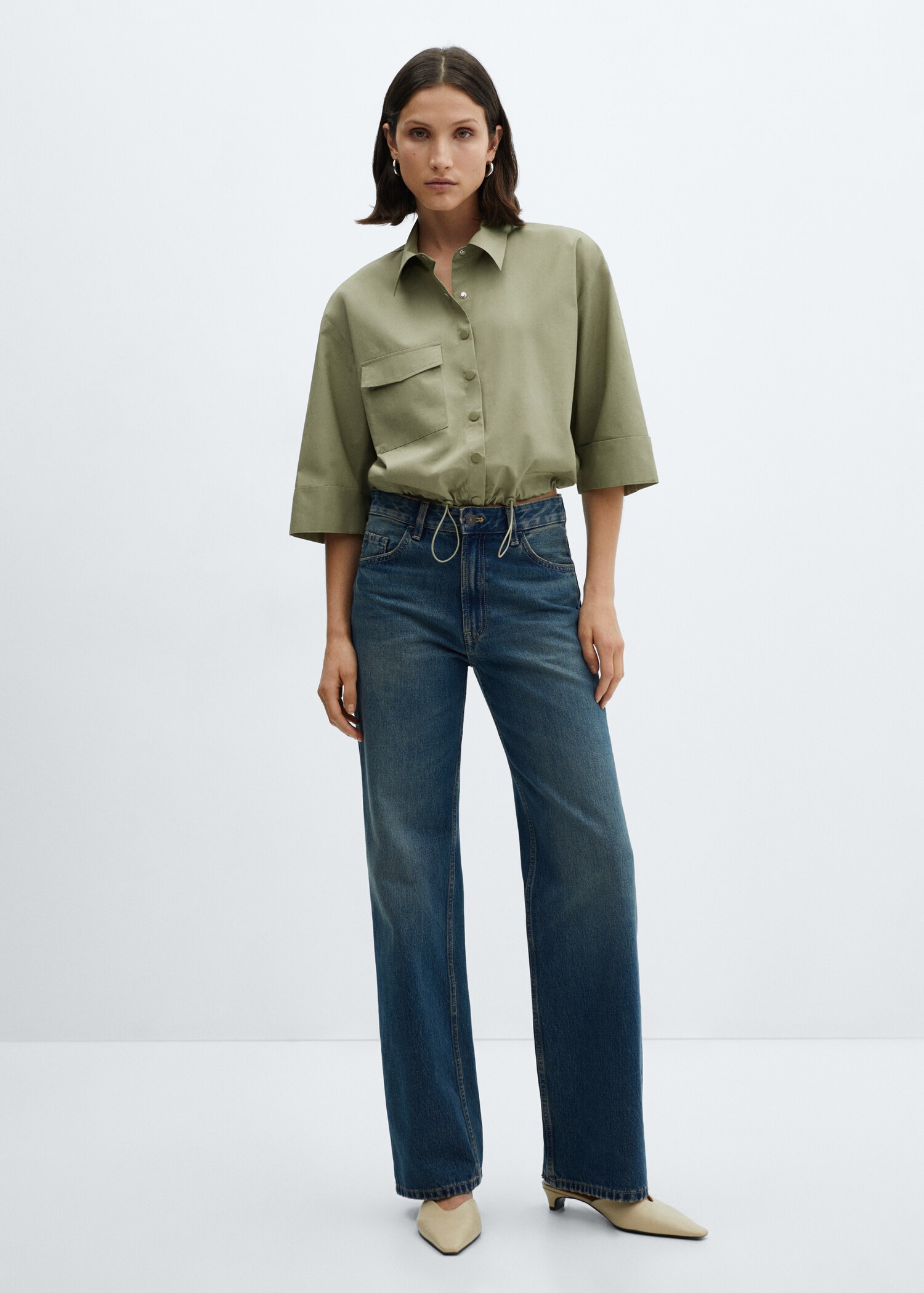Adjustable hem cotton shirt - General plane