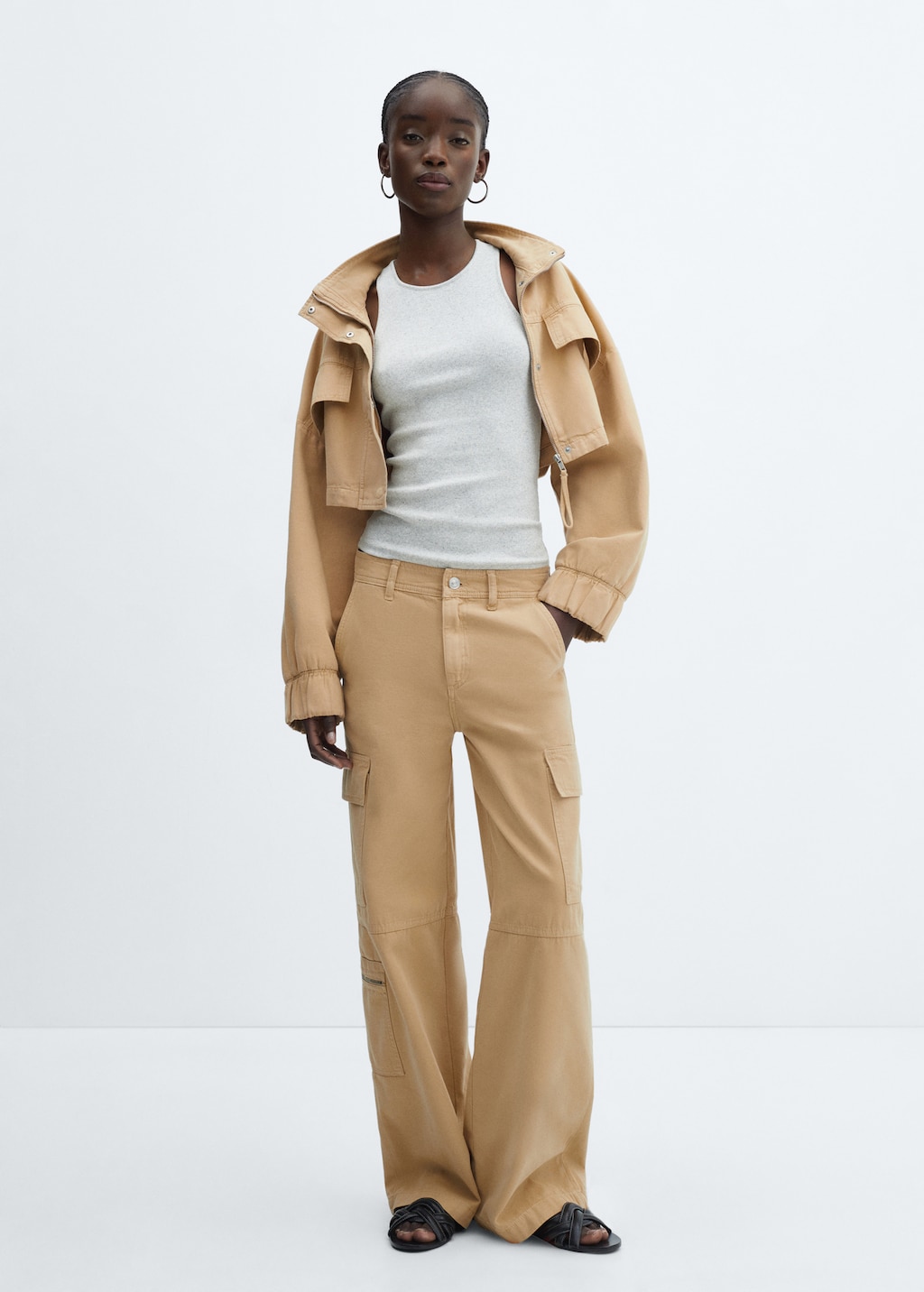 Jean cargo beige femme sale