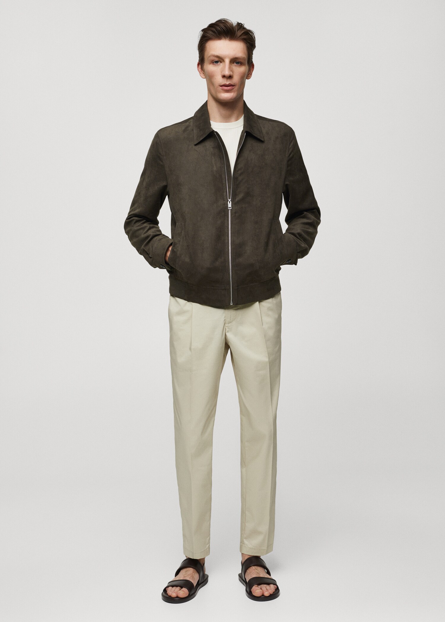 Suede-effect jacket with zip - General plane