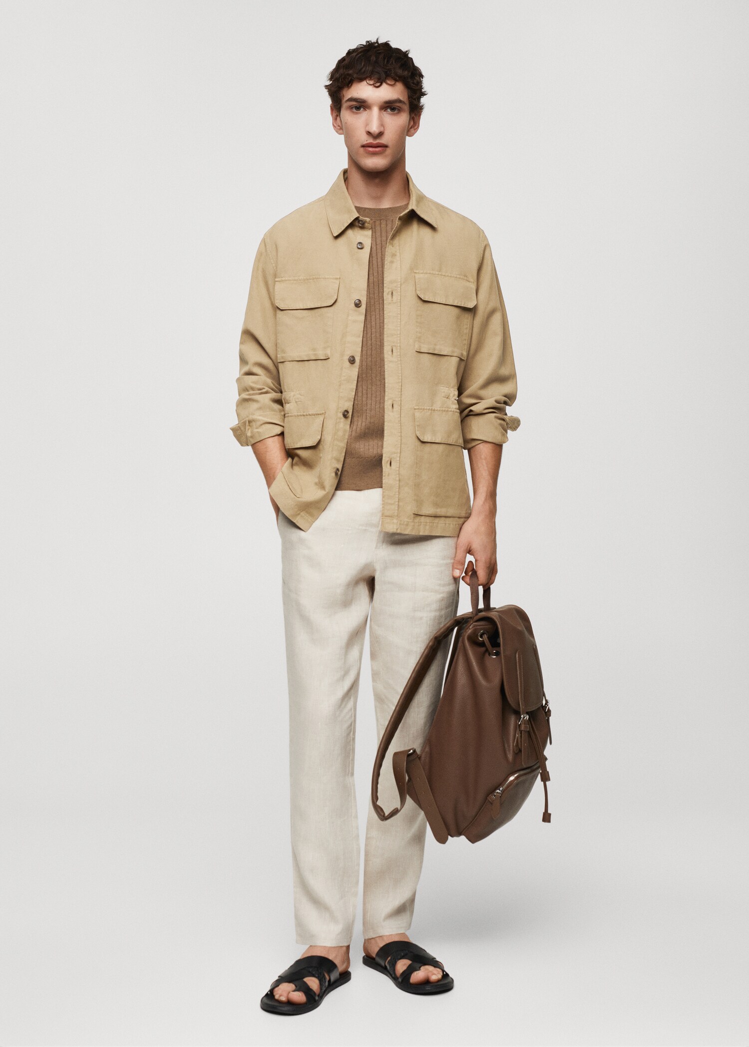 Linen overshirt with pockets - General plane