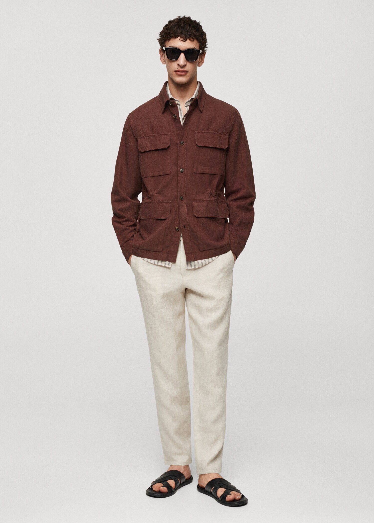 Linen overshirt with pockets - General plane