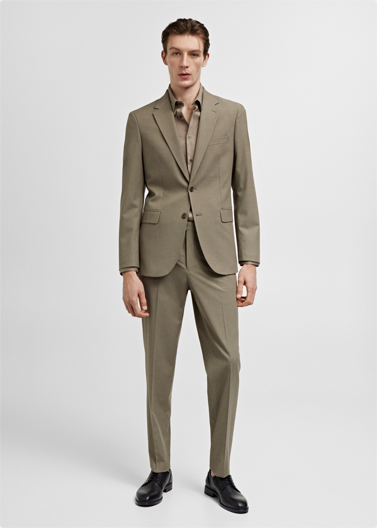 Stretch fabric slim-fit suit trousers - General plane