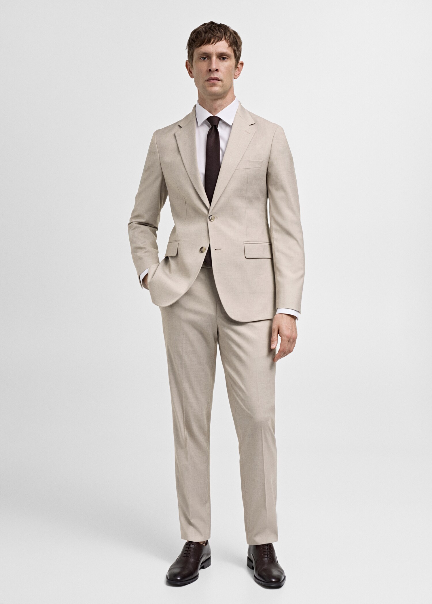 Stretch fabric slim-fit suit trousers - General plane