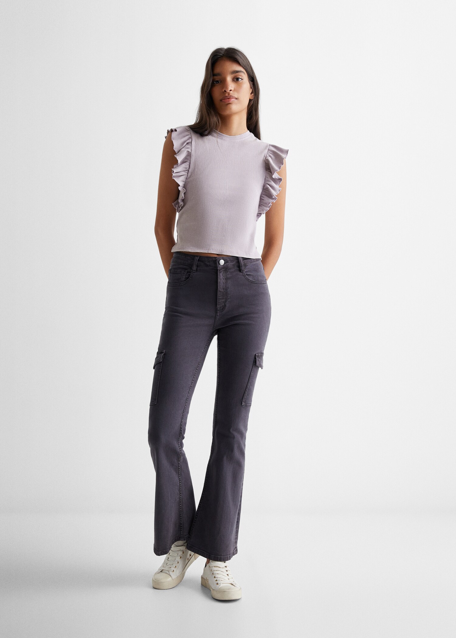 Baumwoll-T-Shirt mit Volantdetails - Allgemeine Ansicht