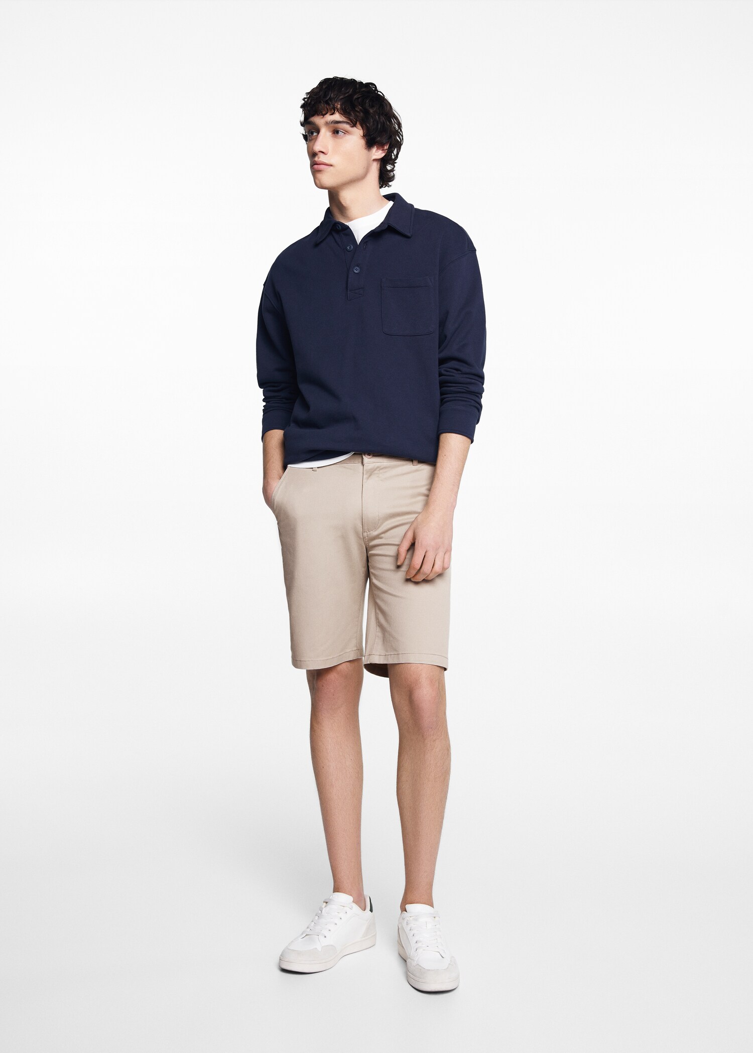 Slim fit cotton Bermuda shorts - General plane