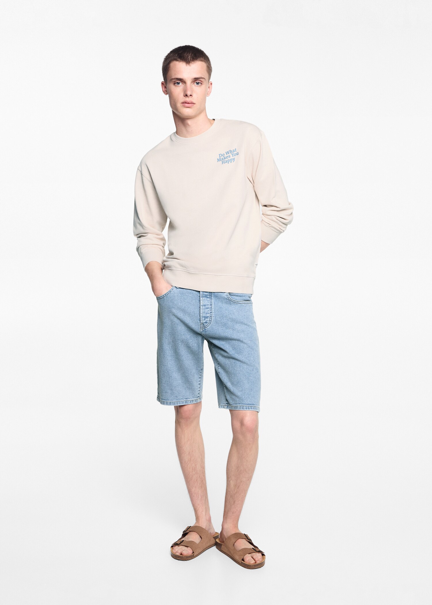 Cotton denim bermuda shorts - General plane