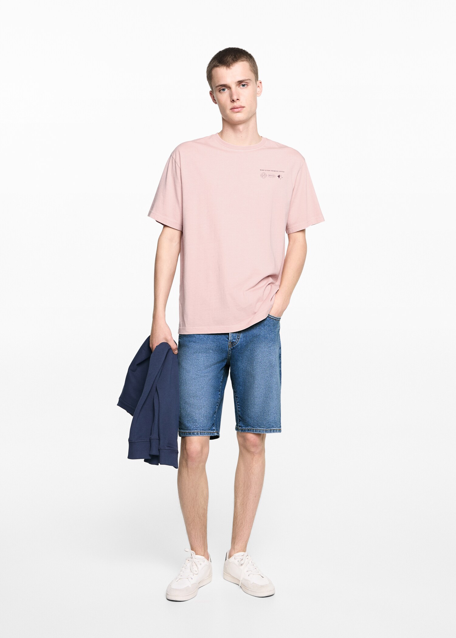 Cotton denim bermuda shorts - General plane