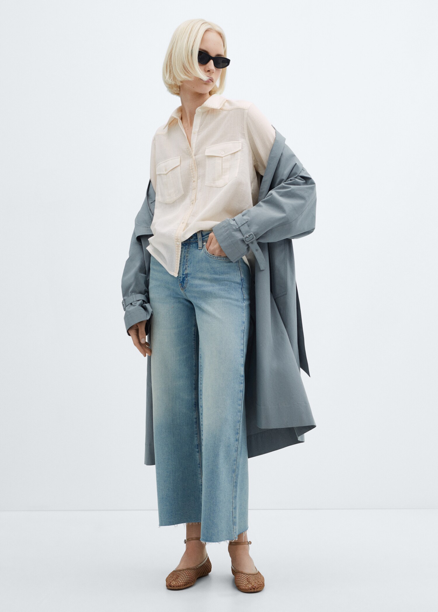Cotton shirt with embroidery detail - Woman | MANGO USA