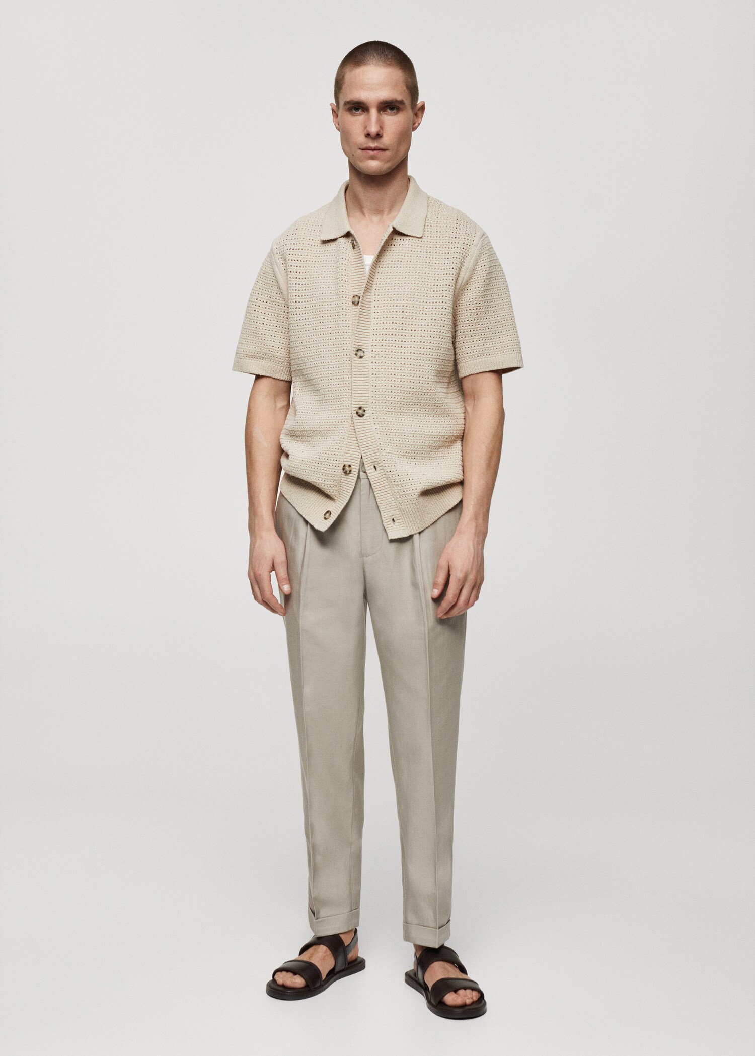 Pantalon mélange de lin pinces - Plan général