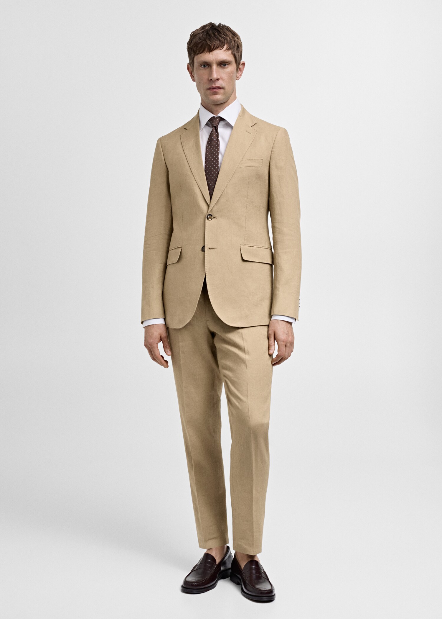 100% linen slim-fit suit trousers  - General plane