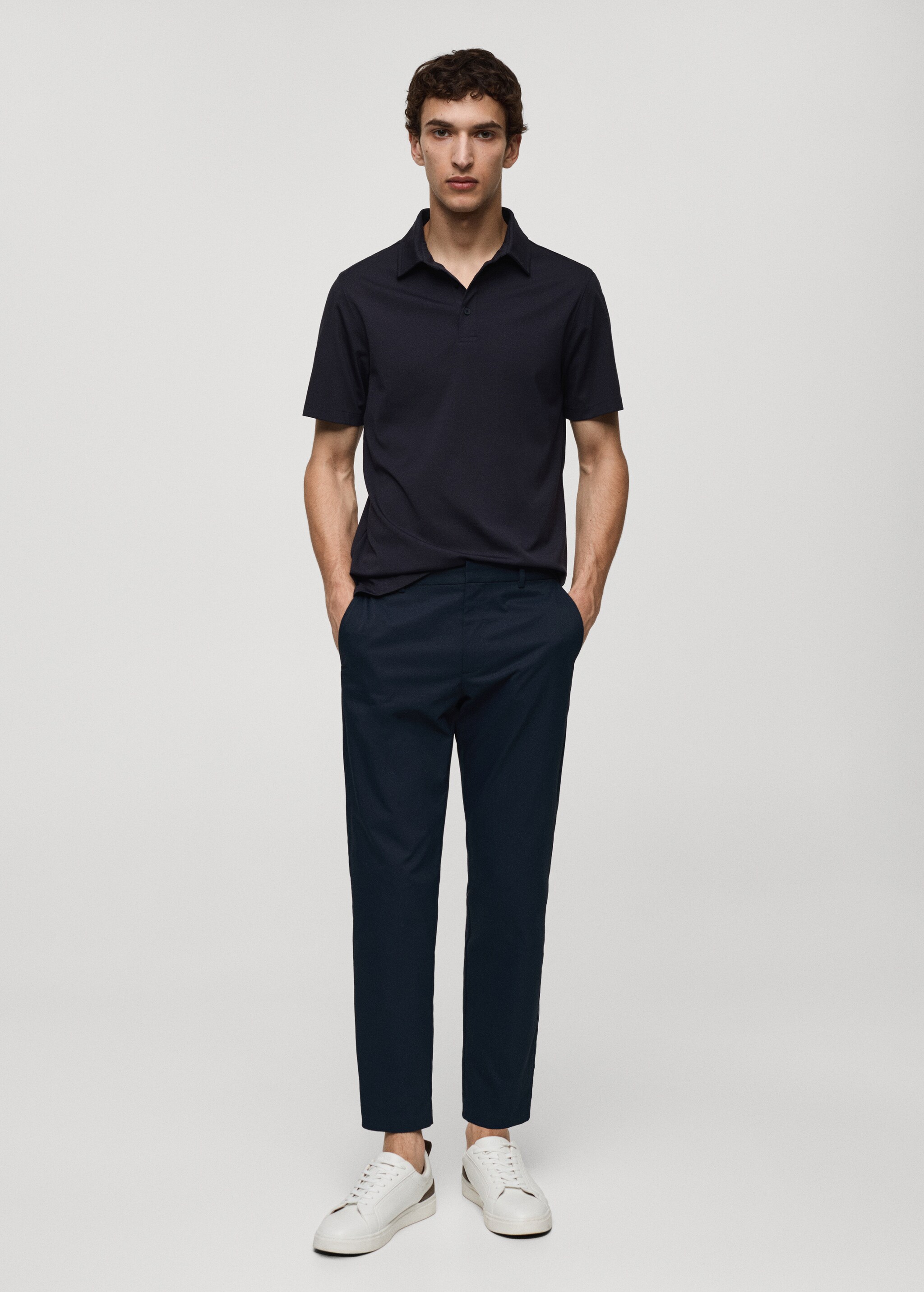 Slim fit technical fabric trousers - General plane