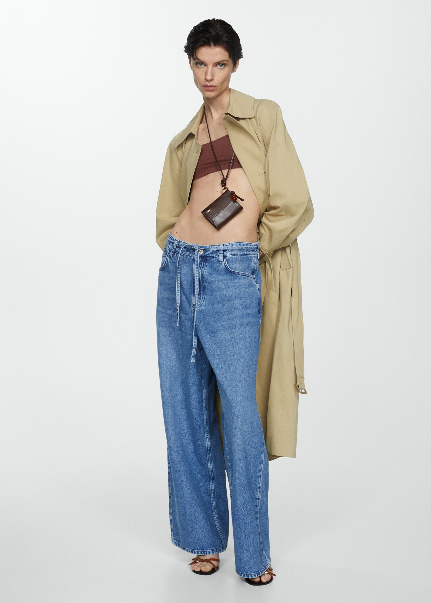 Jeans wideleg loose cordón ajustable - Plano general