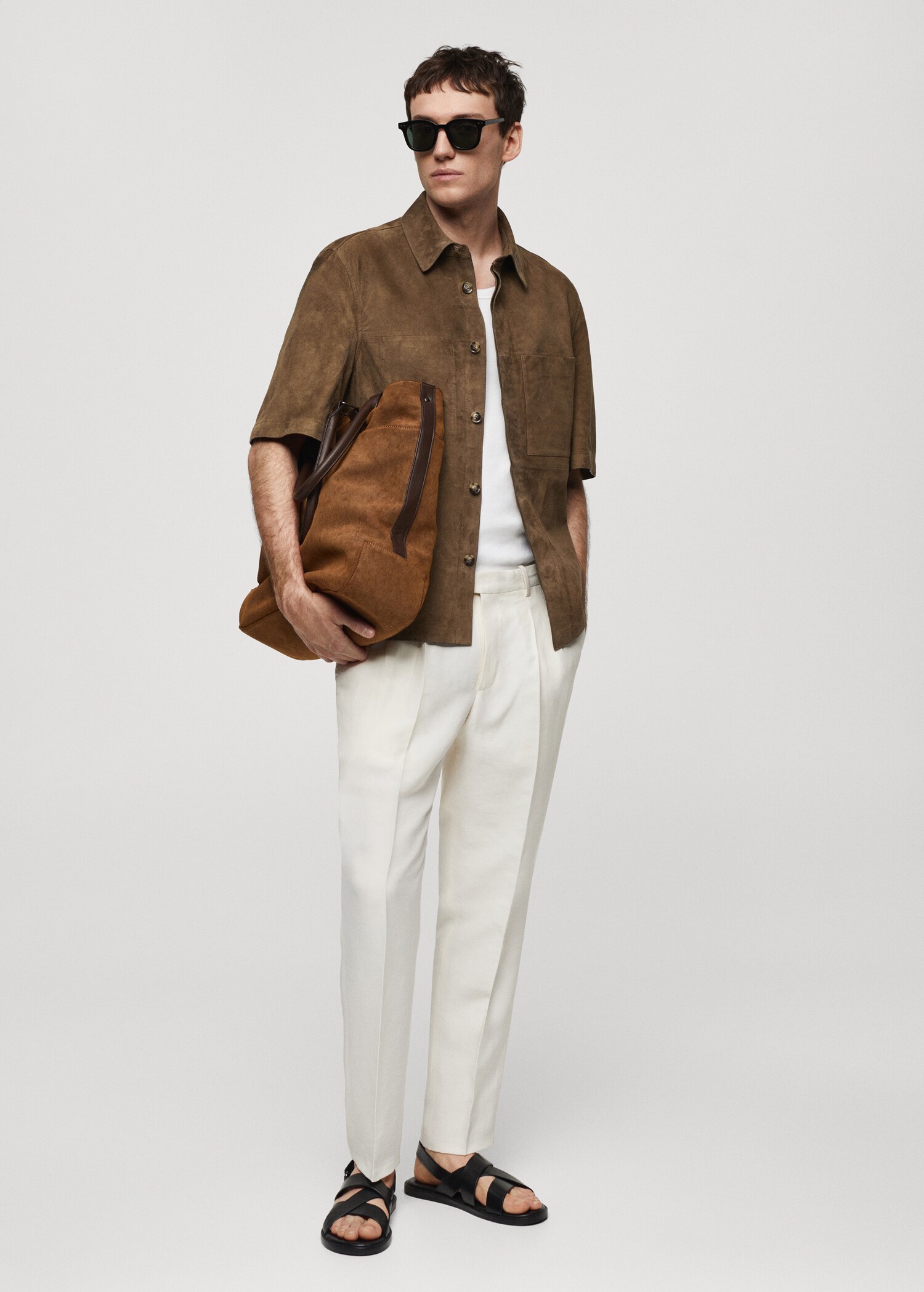 Pantalon lin slim-fit pinces - Plan général