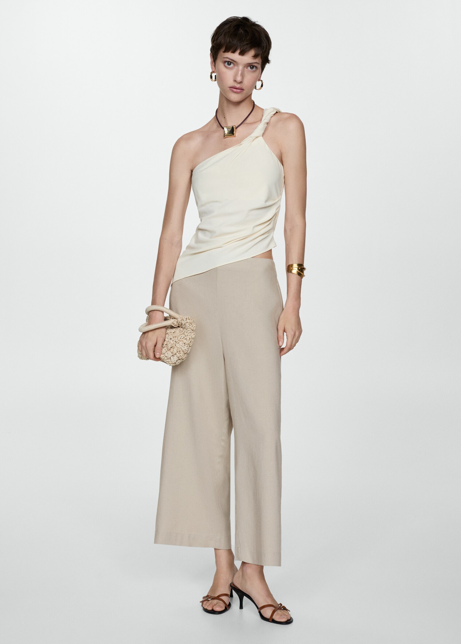 Wideleg linen trousers - General plane