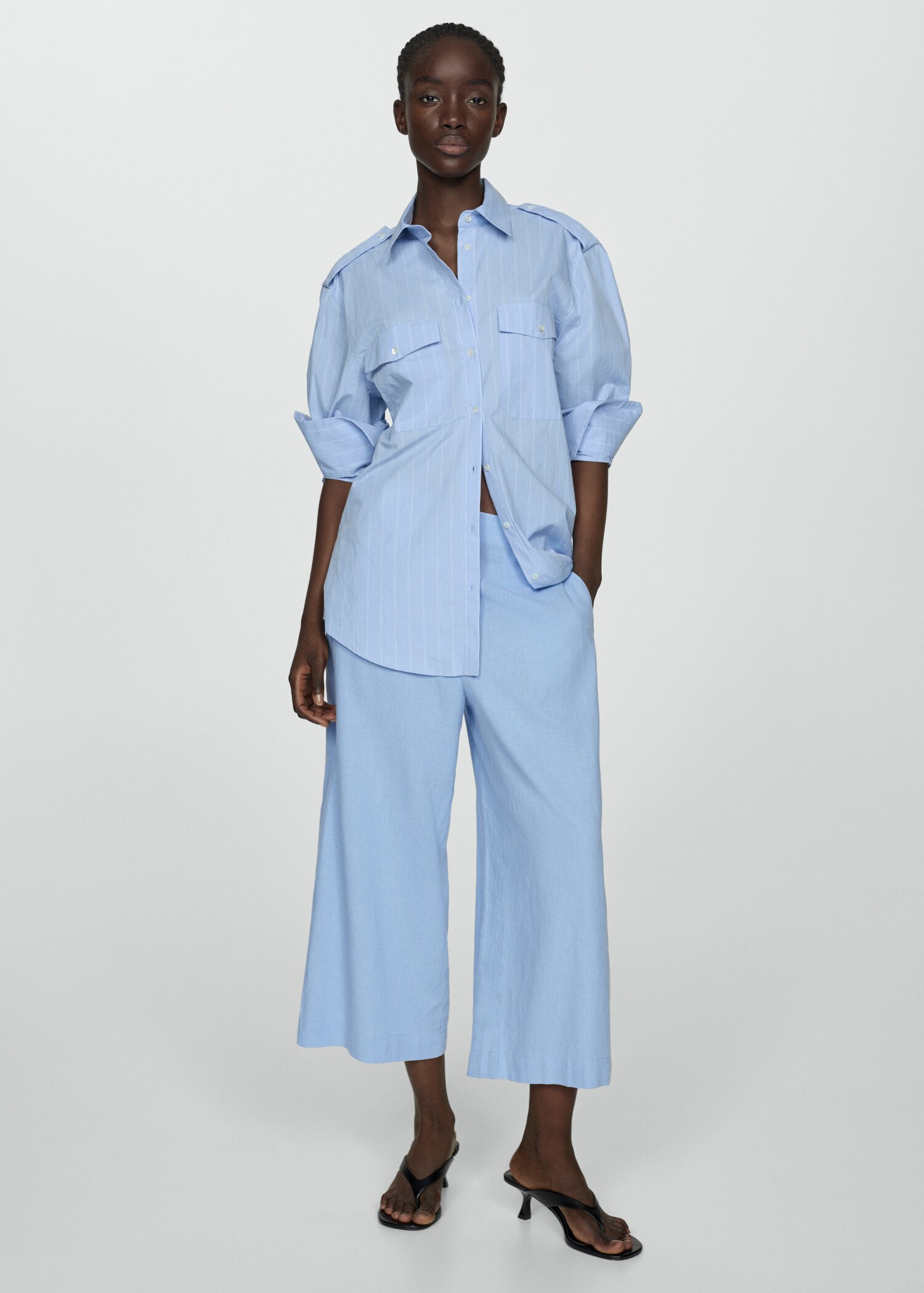 Wideleg linen trousers - General plane