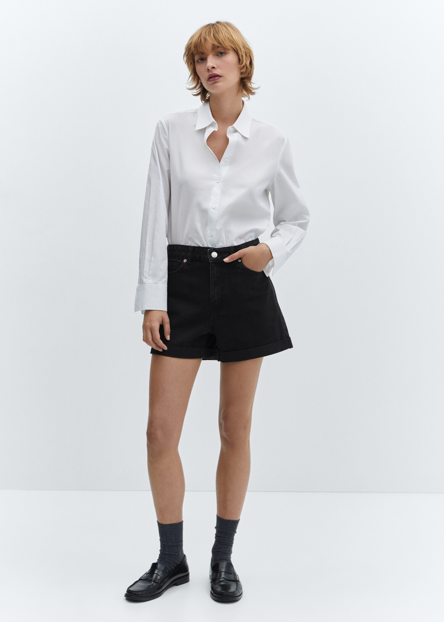 Shorts vaqueros mom-fit - Plano general