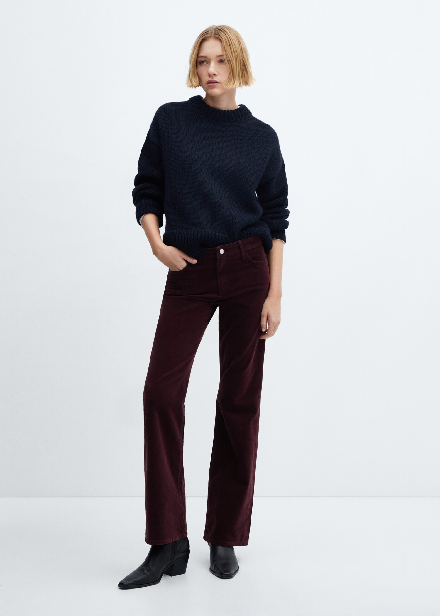 Pantalon flare taille normale velours côtelé - Plan général