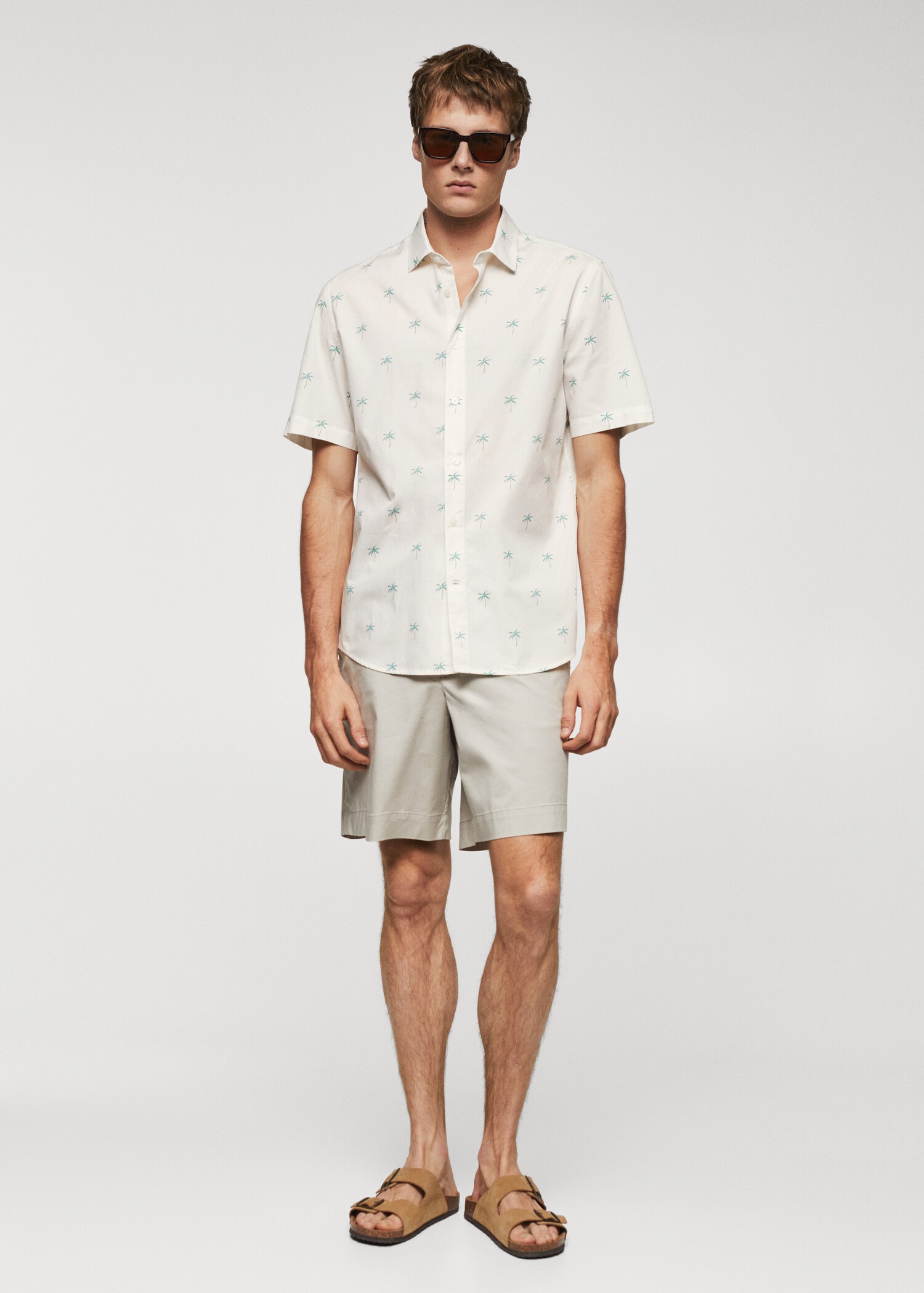 Palm print cotton shirt - General plane