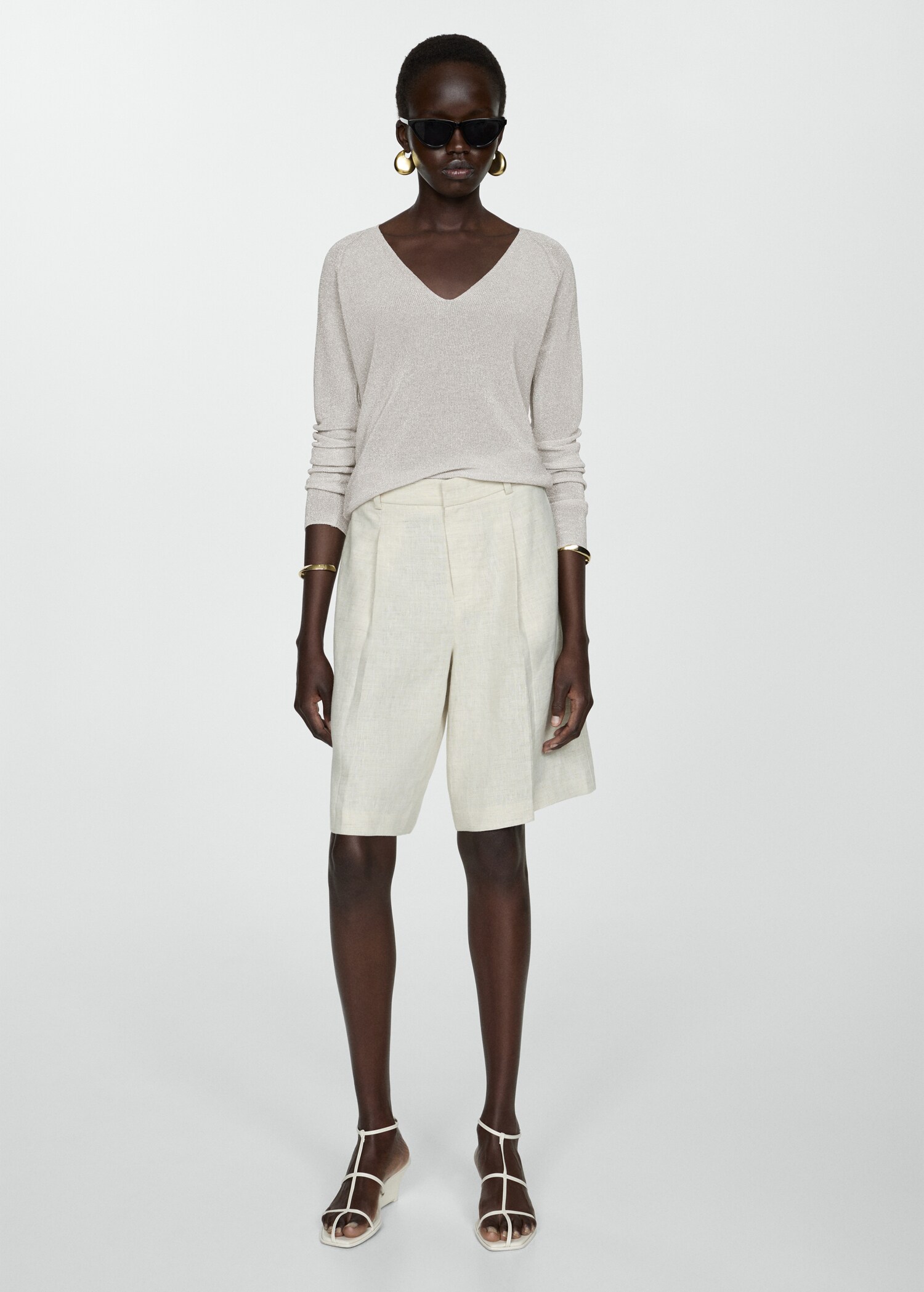 Lurex-Pullover mit V-Ausschnitt - Allgemeine Ansicht