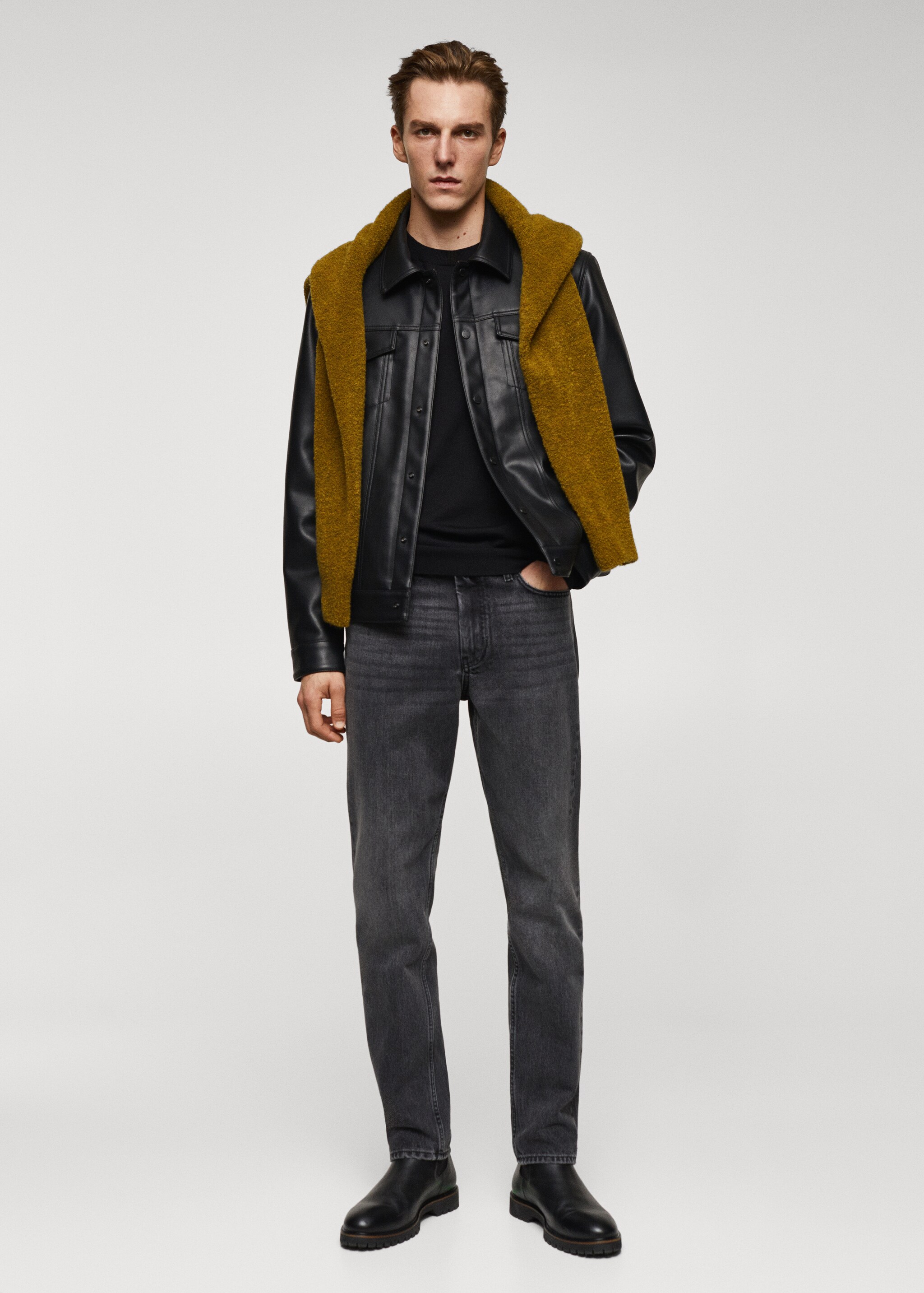 Faux leather jacket with pockets - General plane