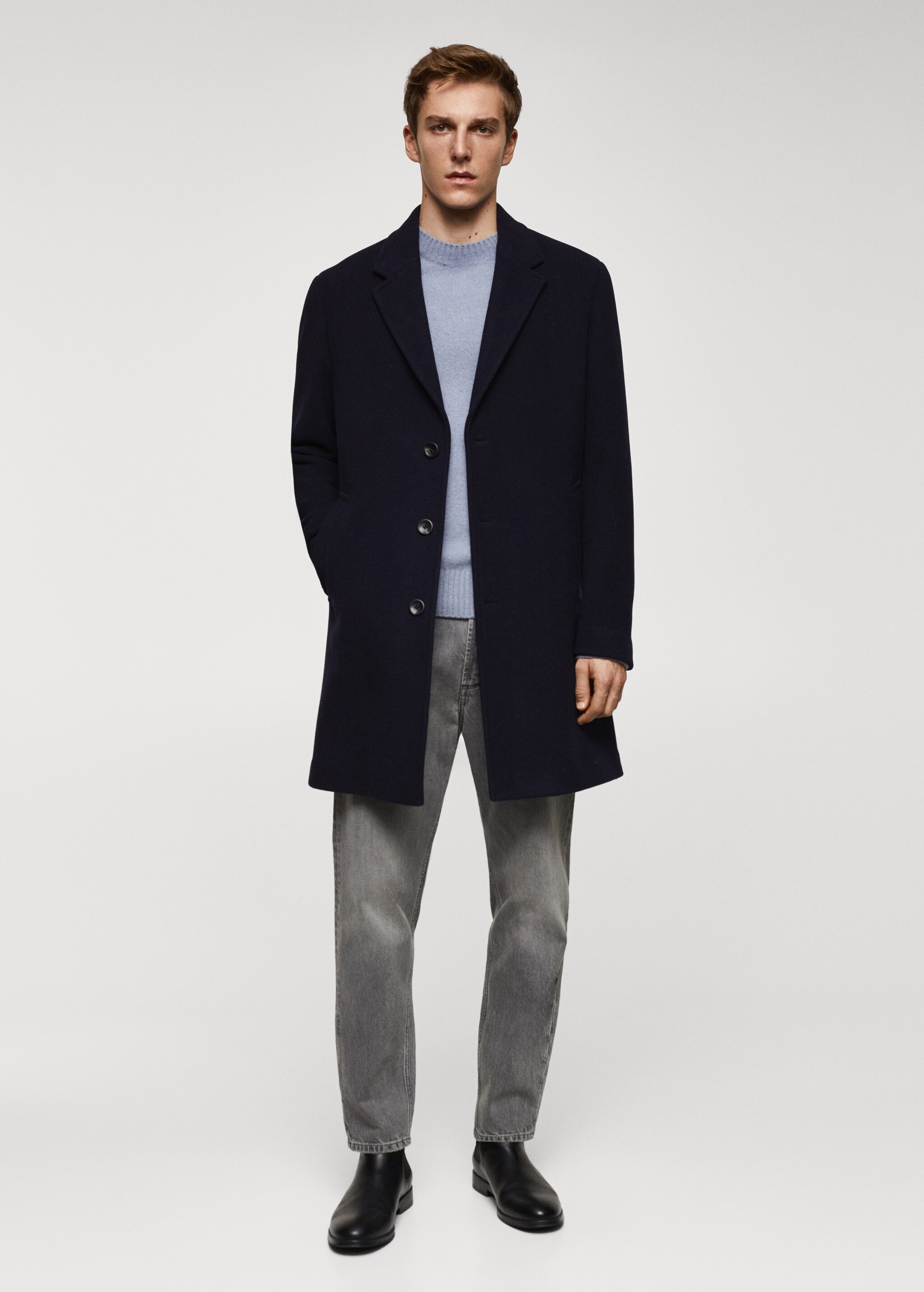 Lightweight recycled wool coat  - General plane
