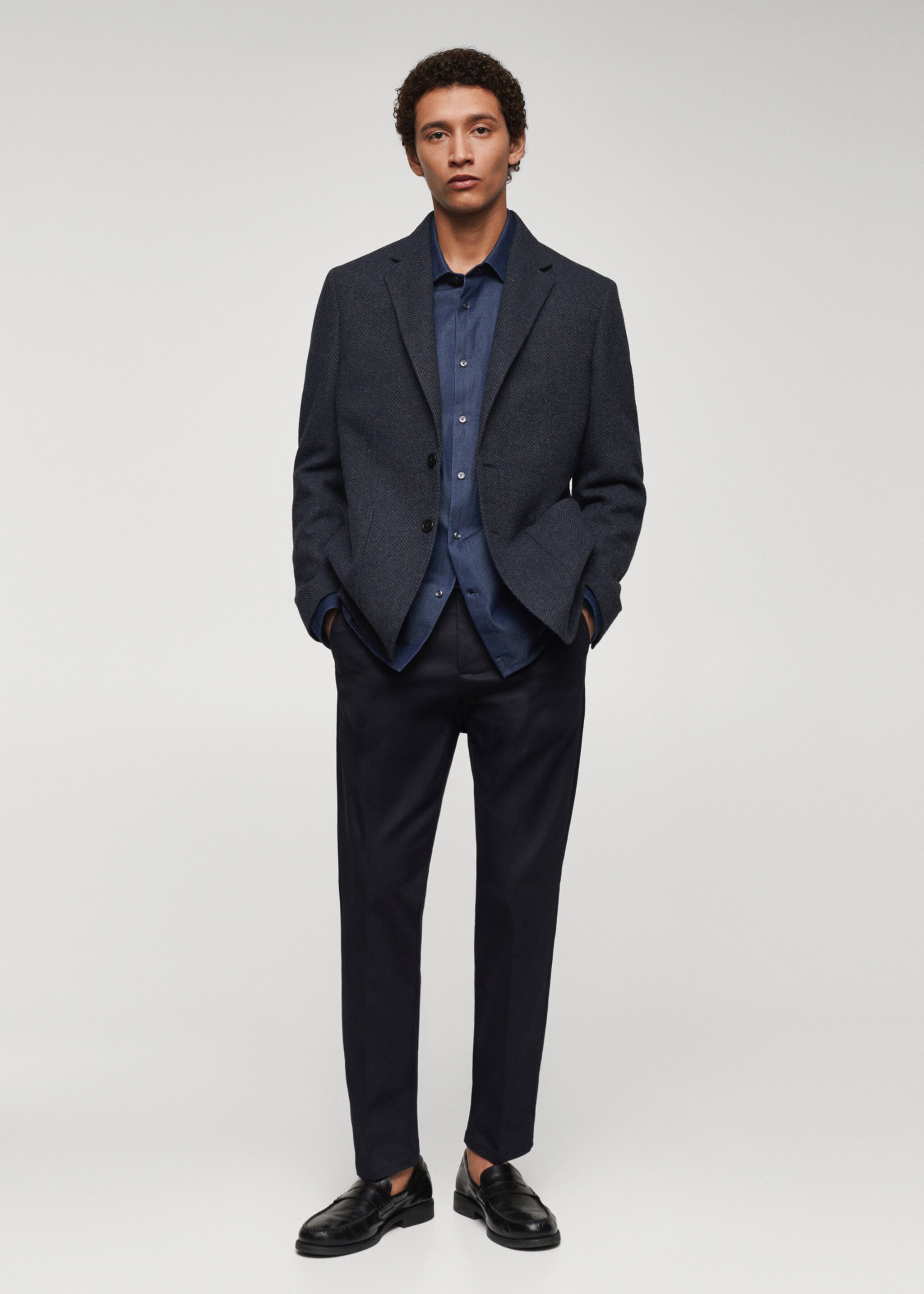 Пиджак slim fit из шерсти в елочку - Общий план