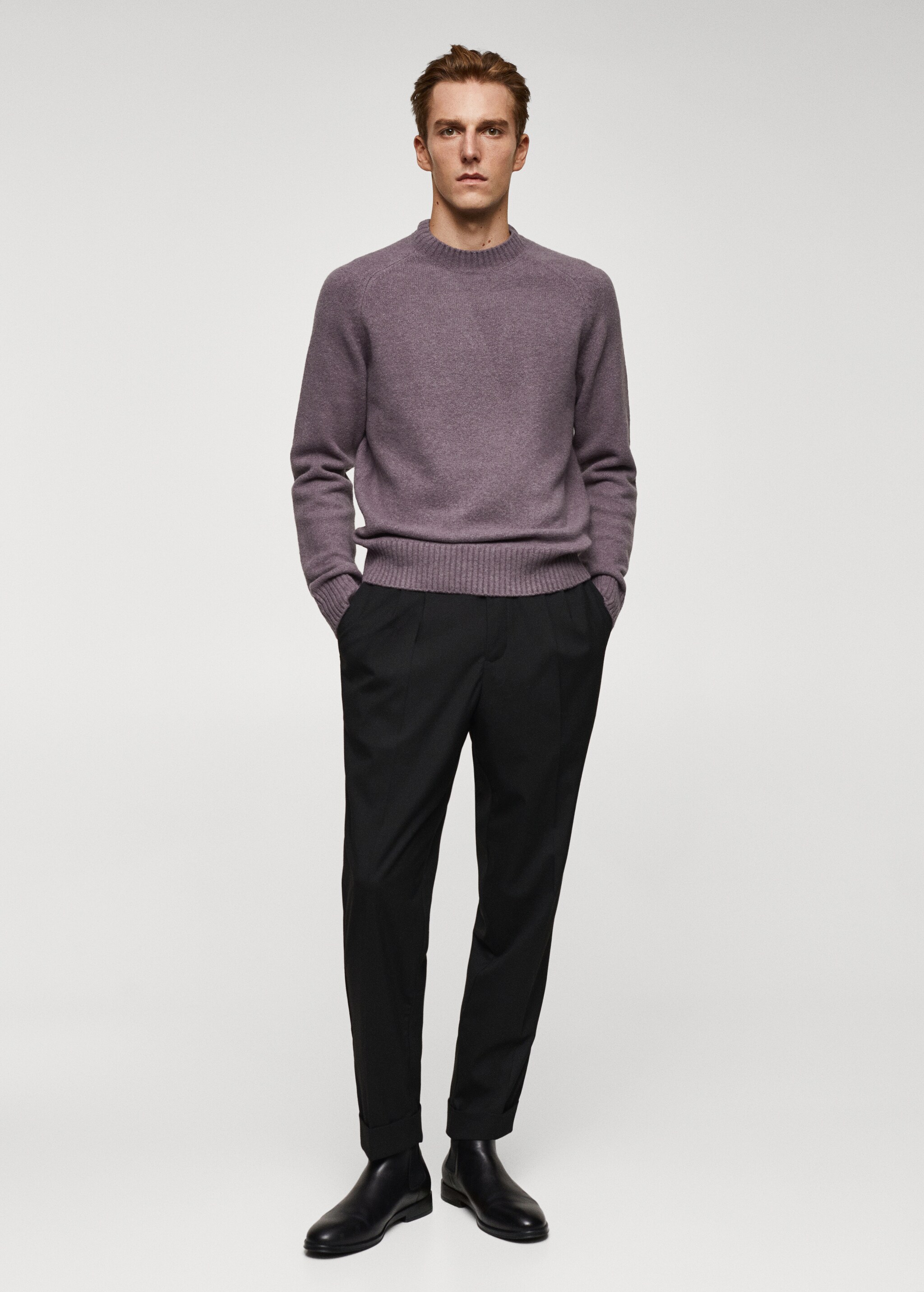 Knitted sweater with ribbed details - General plane