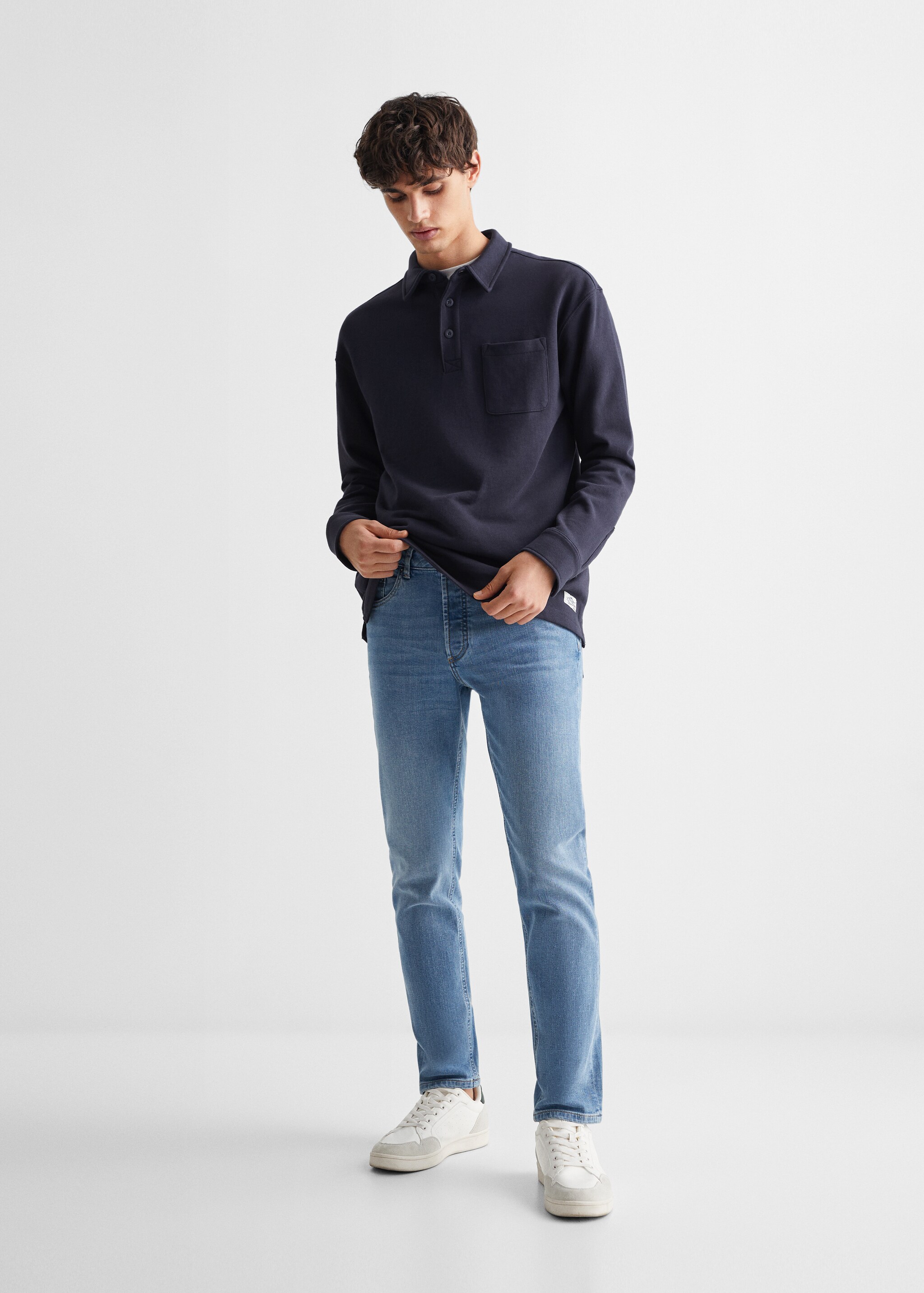 Long sleeves cotton polo - General plane