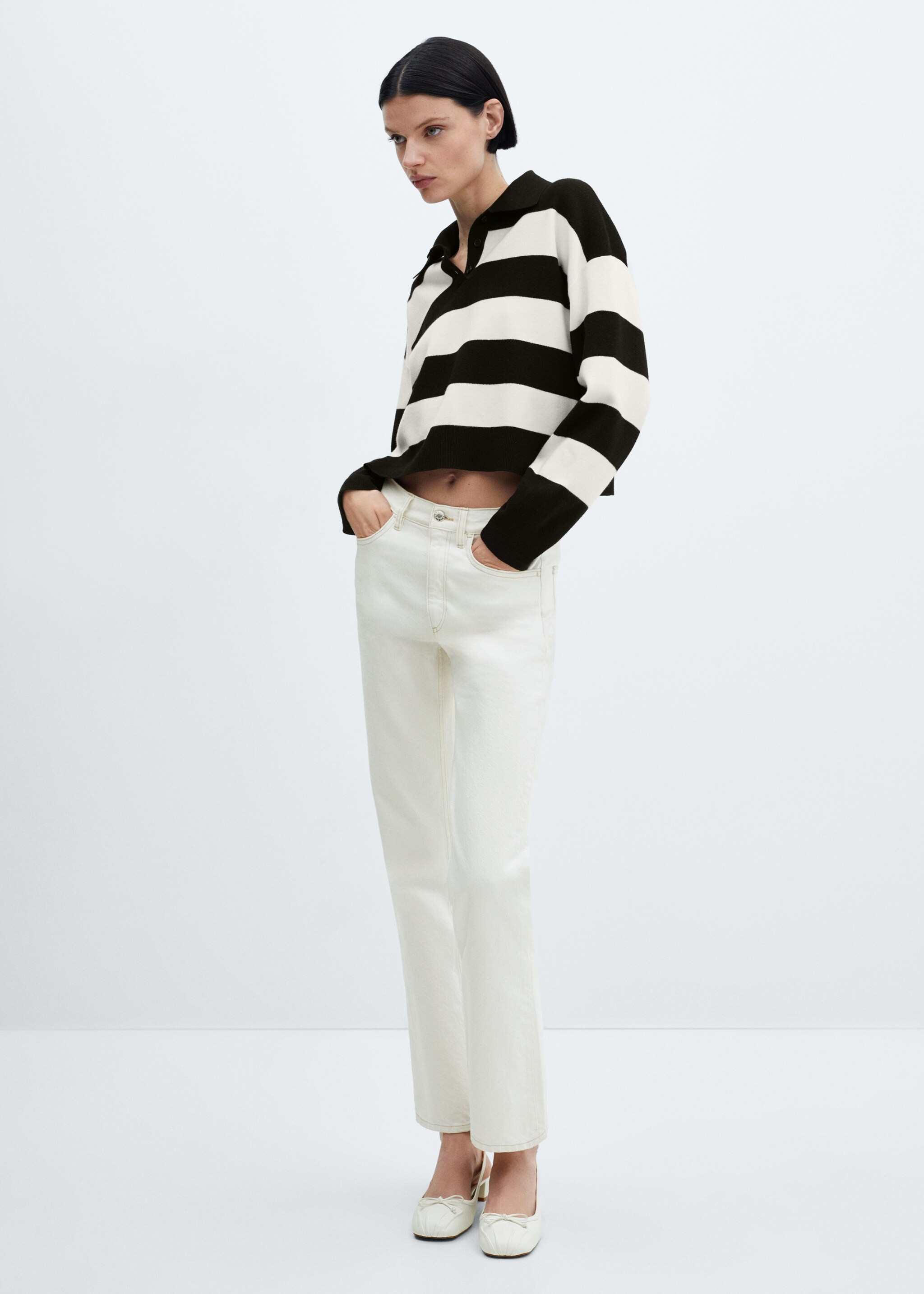 Striped polo-neck sweater - General plane