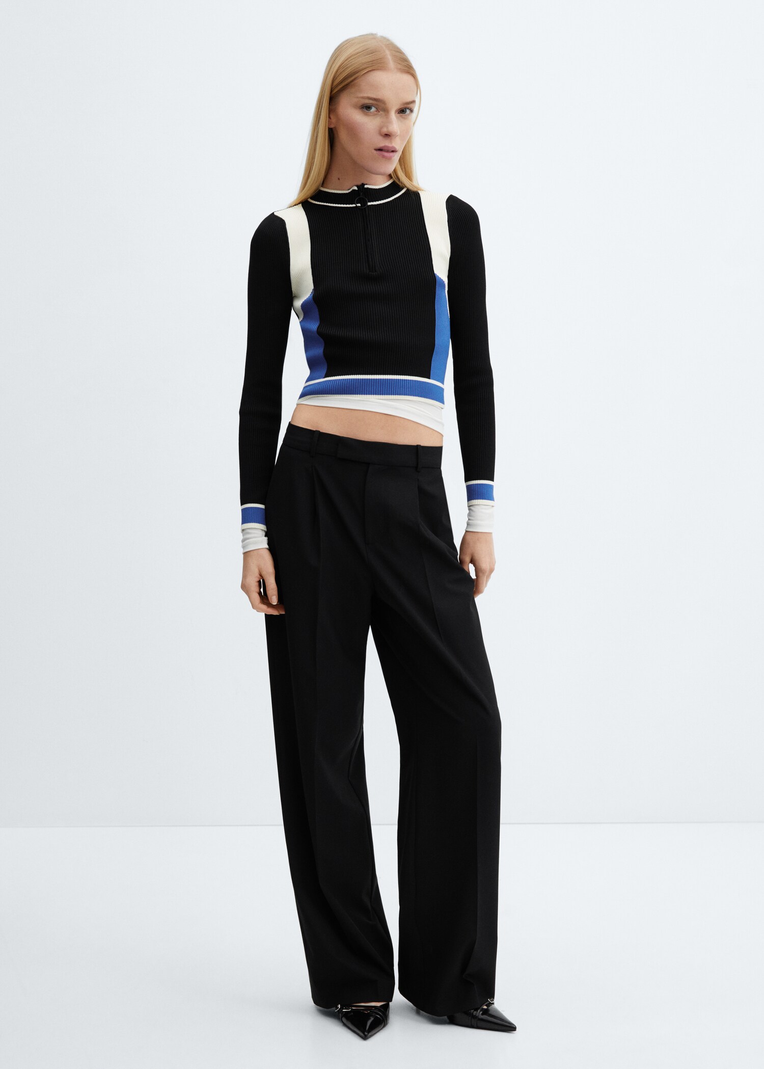 Pull-over zippé maille côtelée - Plan général