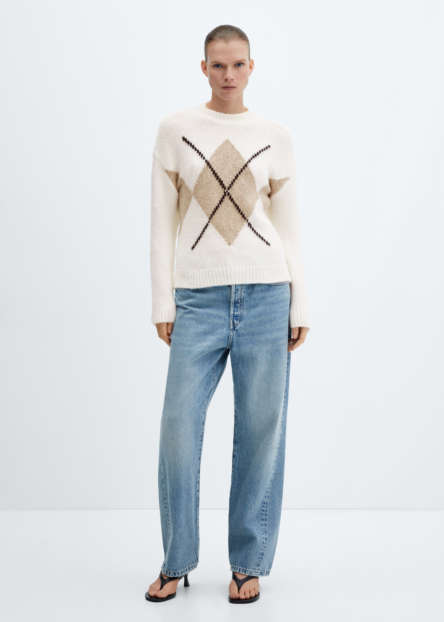 Cotton-linen round-neck knitted sweater - General plane