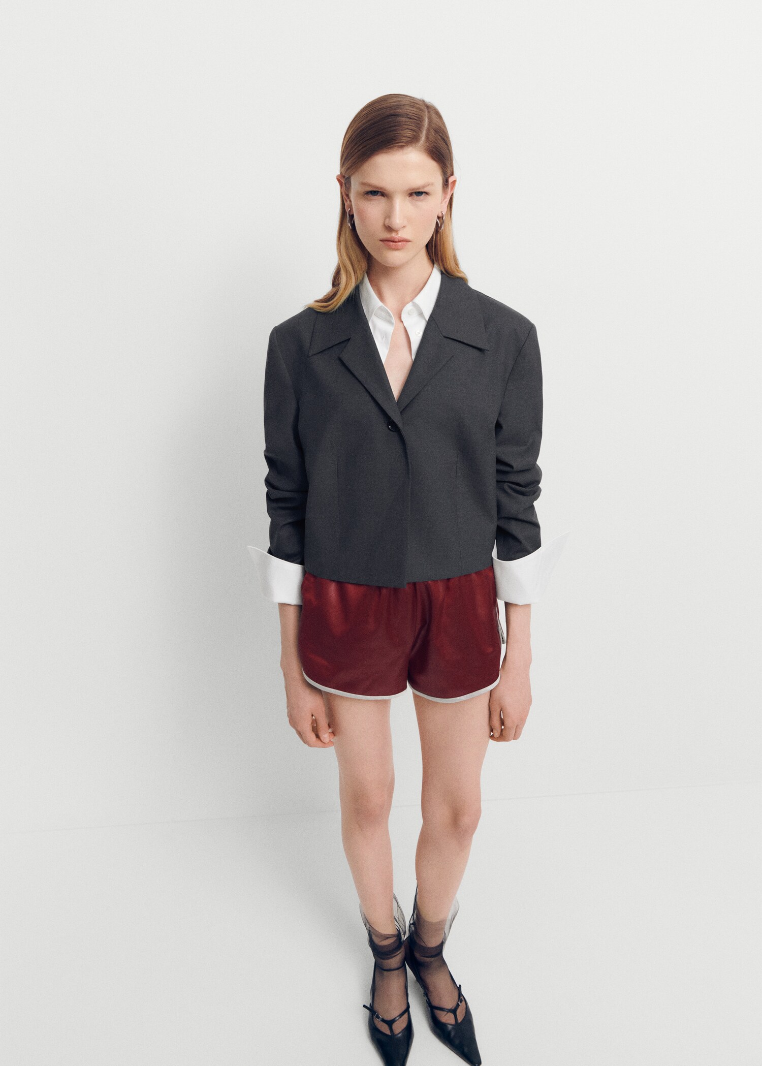 Cropped wool jacket - General plane