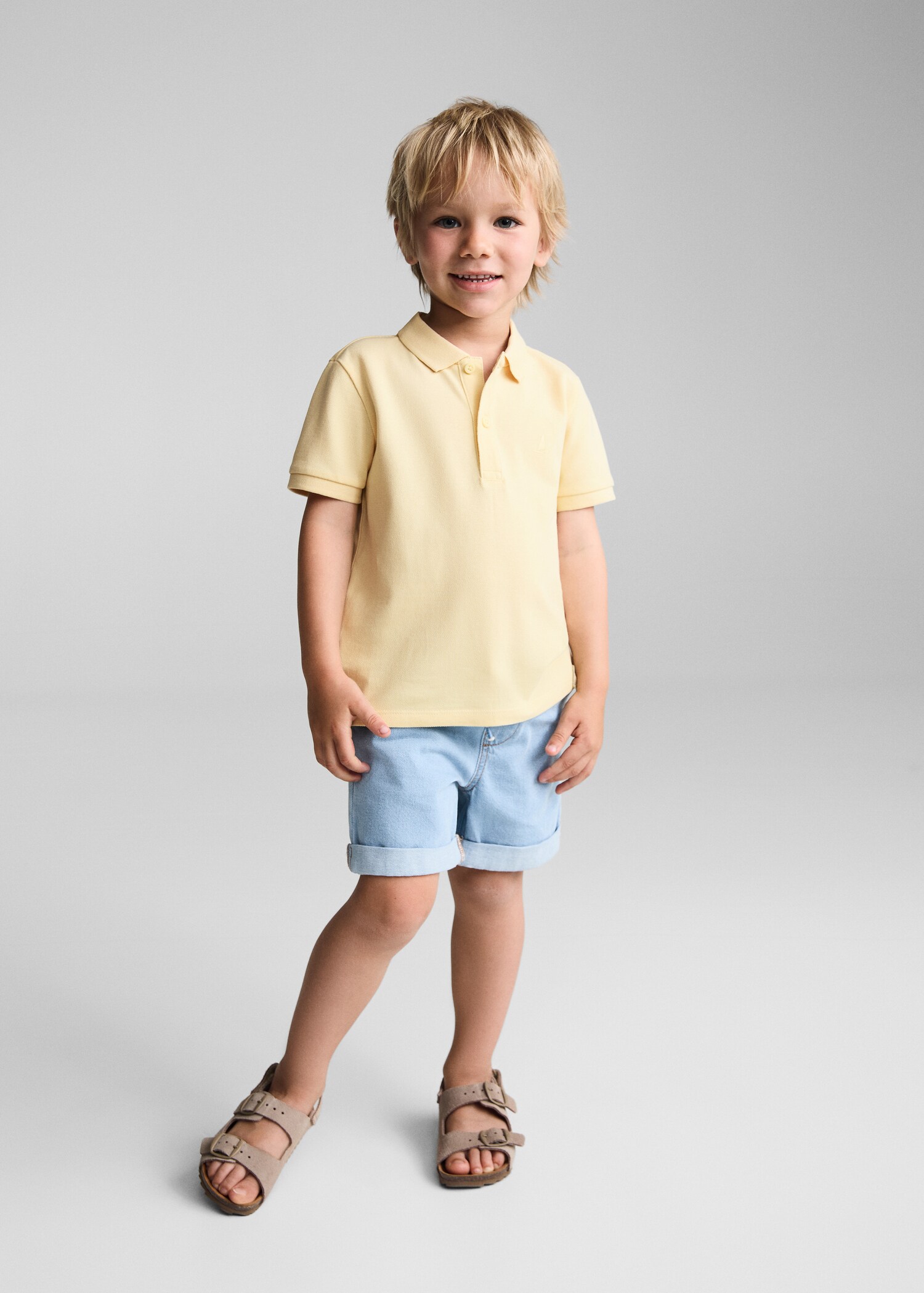 Textured cotton polo shirt - Загальний план